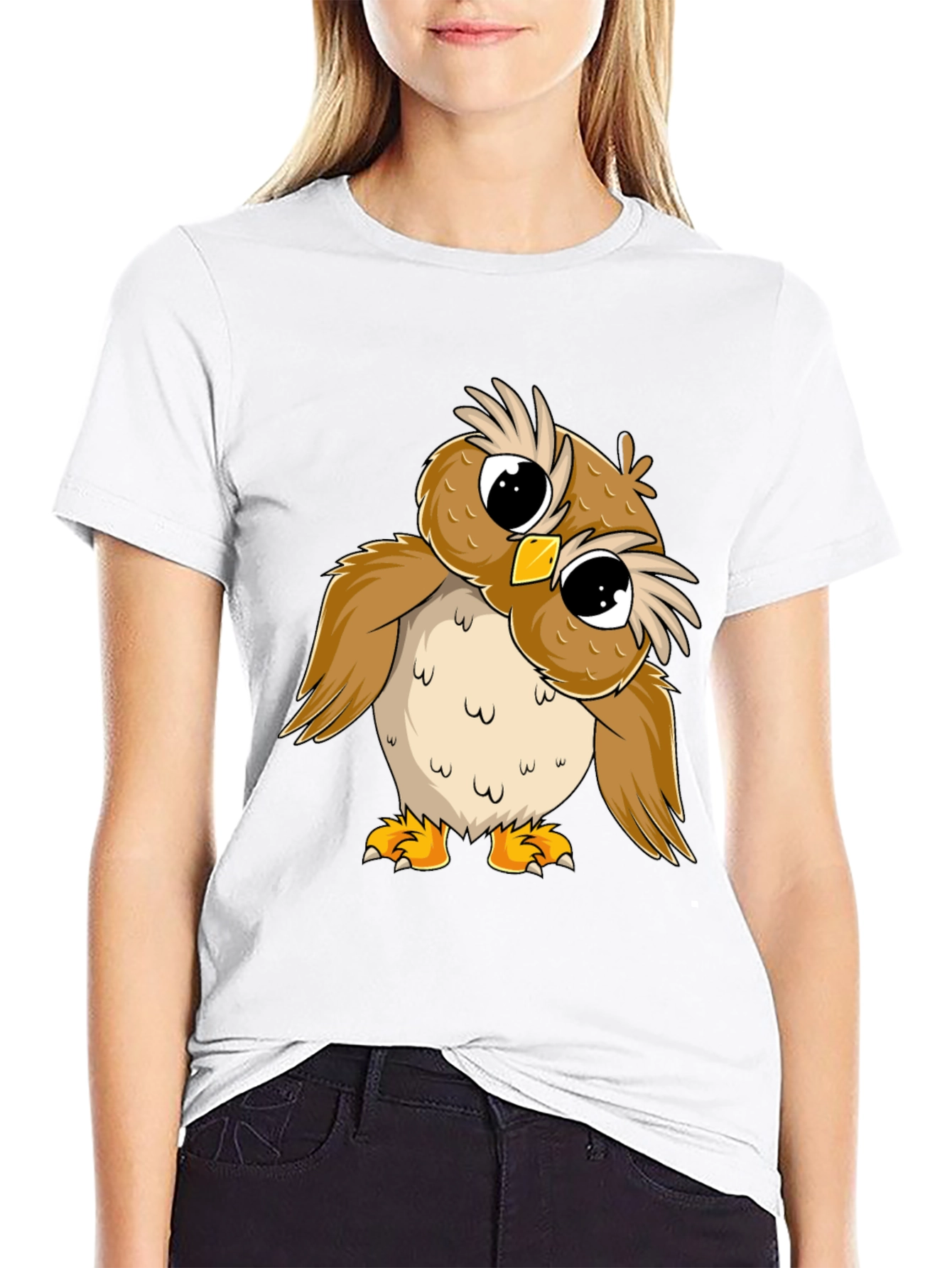 Camiseta Negra con Búho Adorable