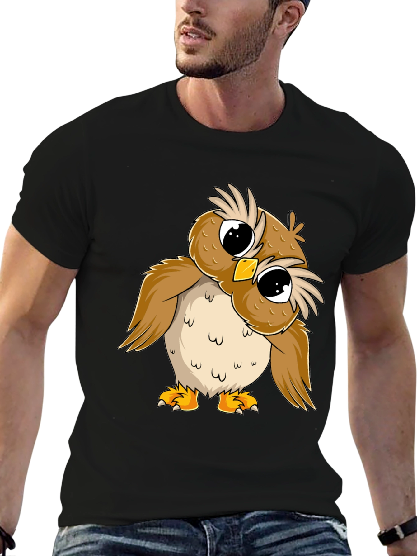 Camiseta Negra con Búho Adorable