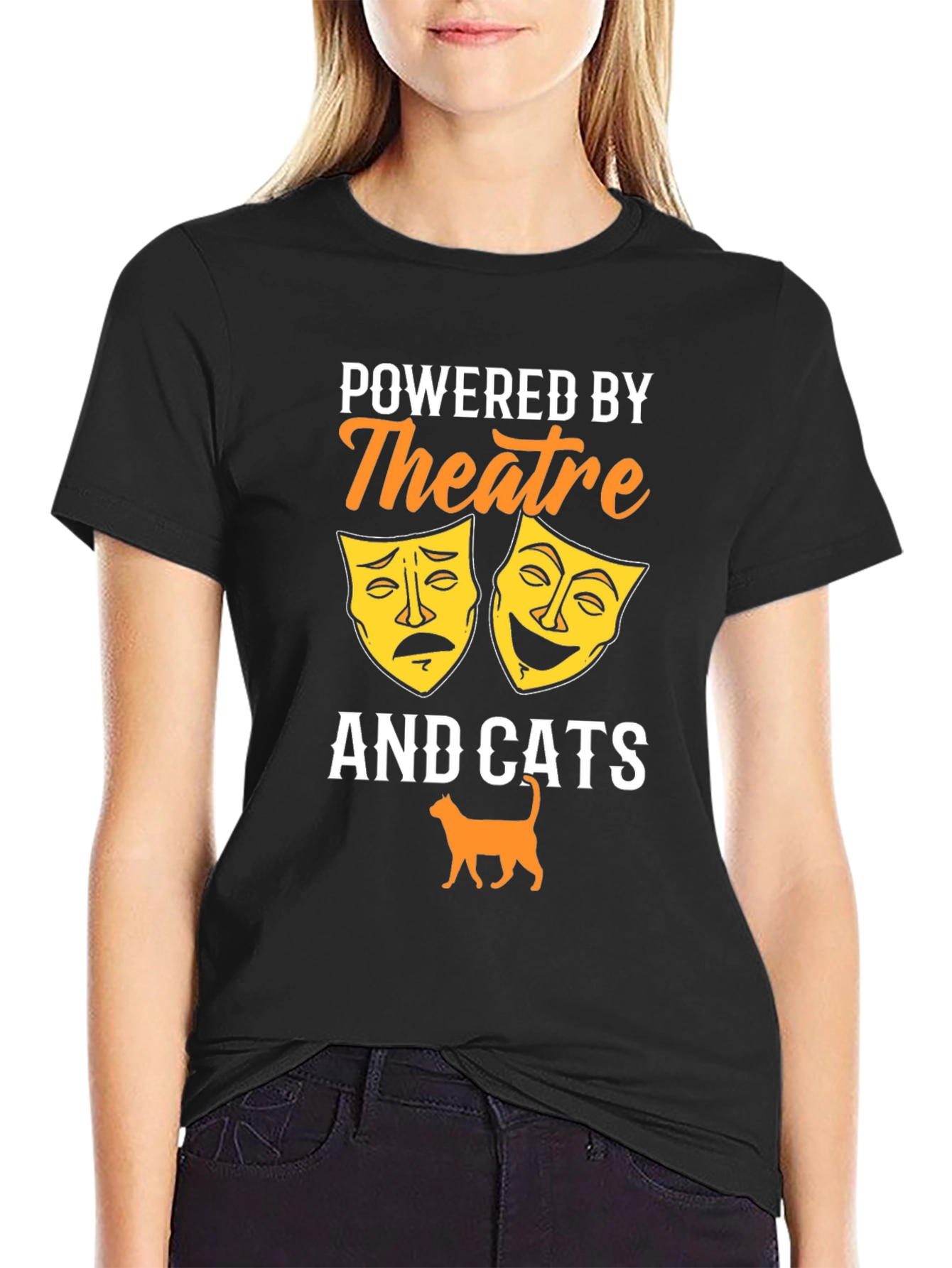 Camiseta Negra Theatre and Cats