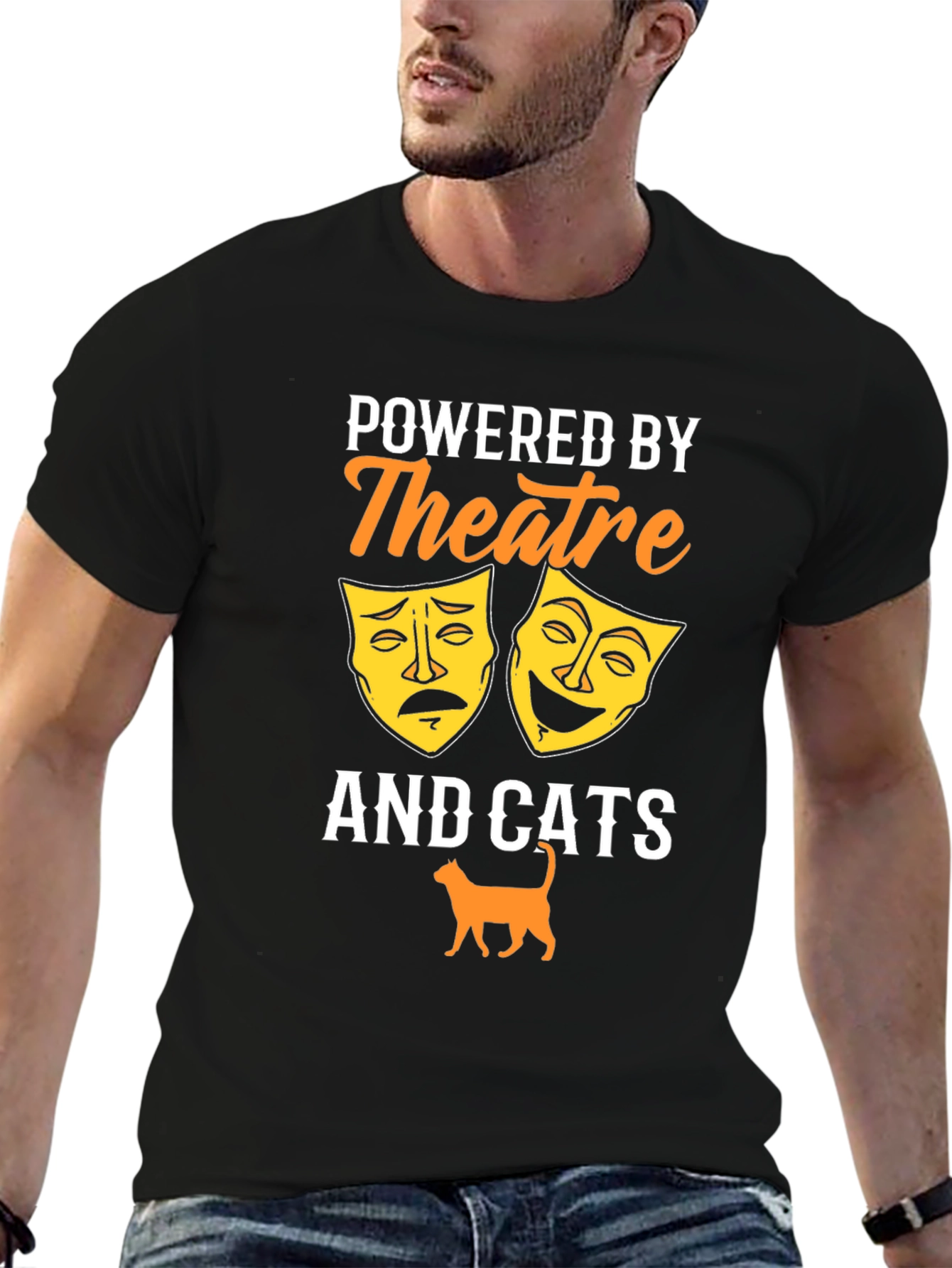 Camiseta Negra Theatre and Cats
