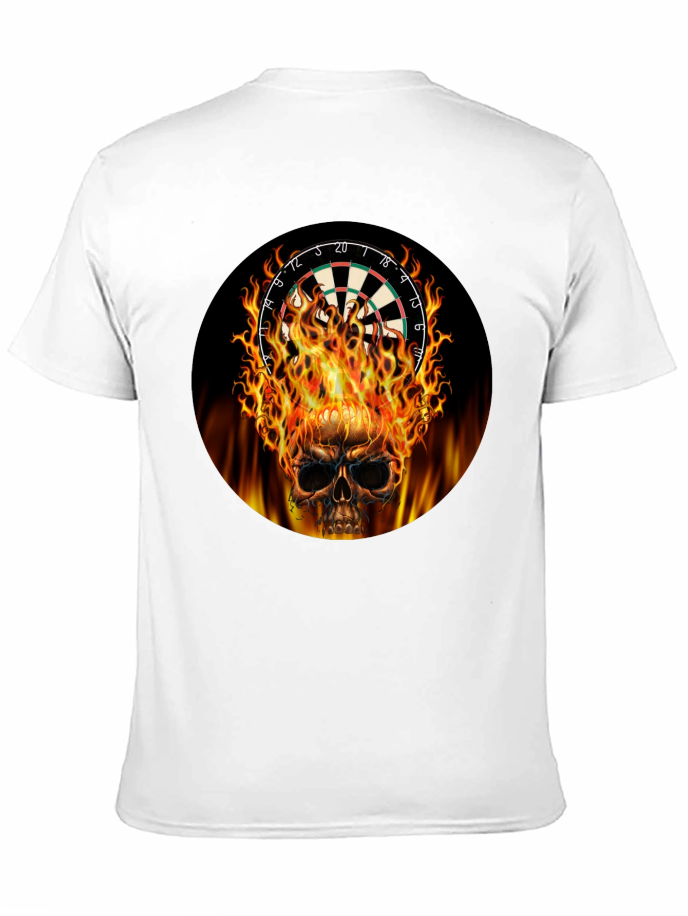 Camiseta Negra Calavera Dardos en Llamas