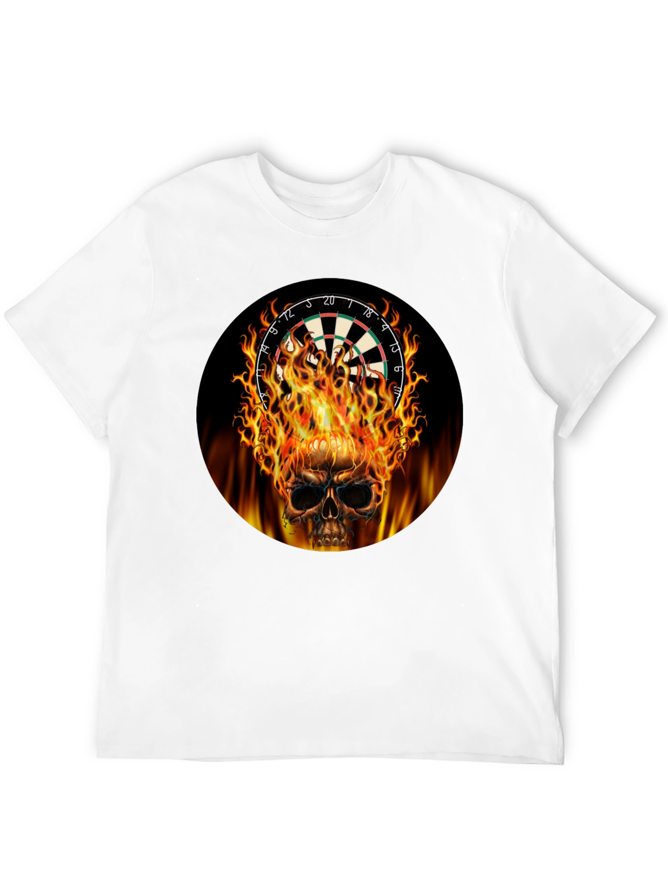 Camiseta Negra Calavera Dardos en Llamas