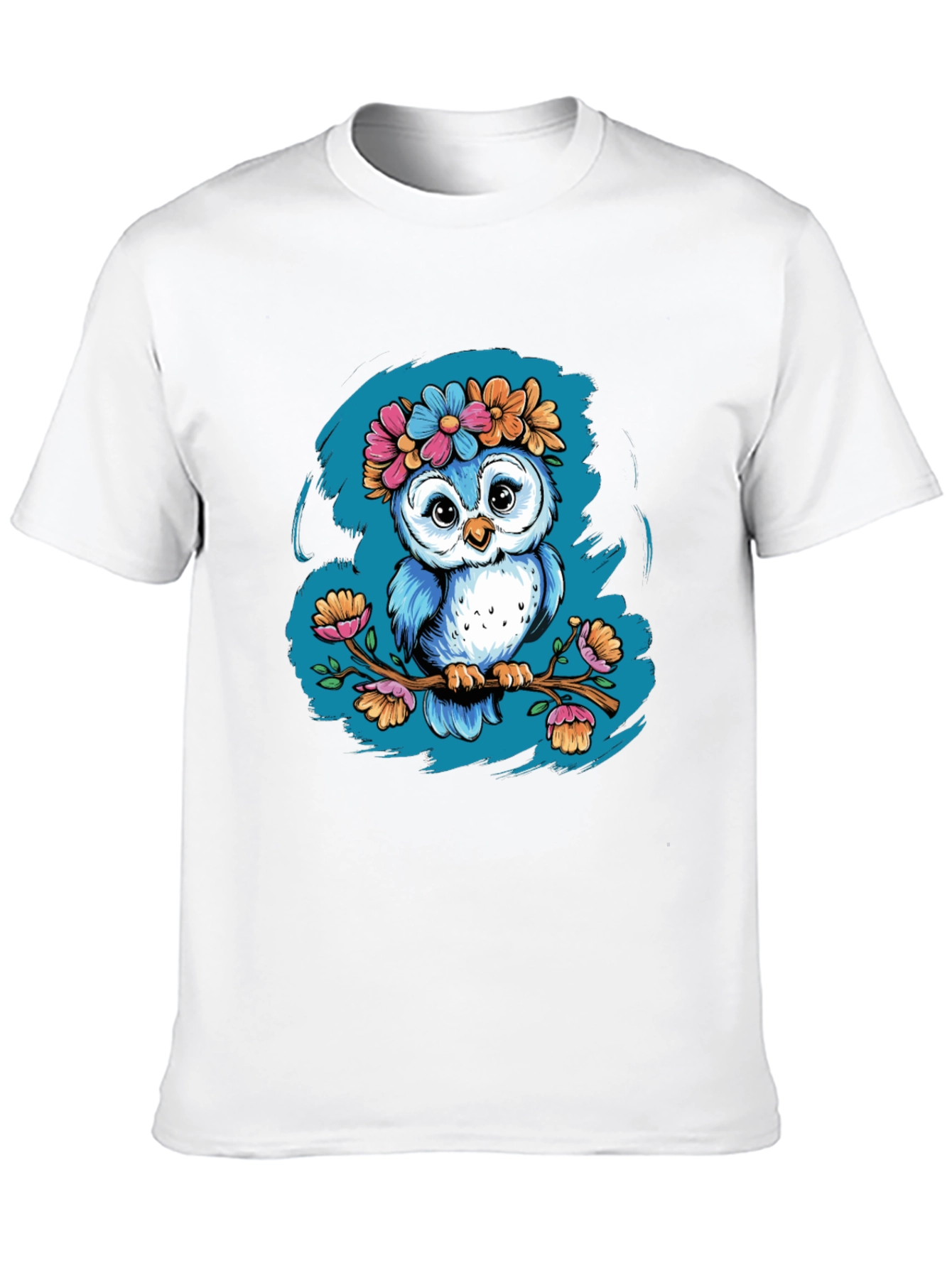 Camiseta Negra con Búho Floral