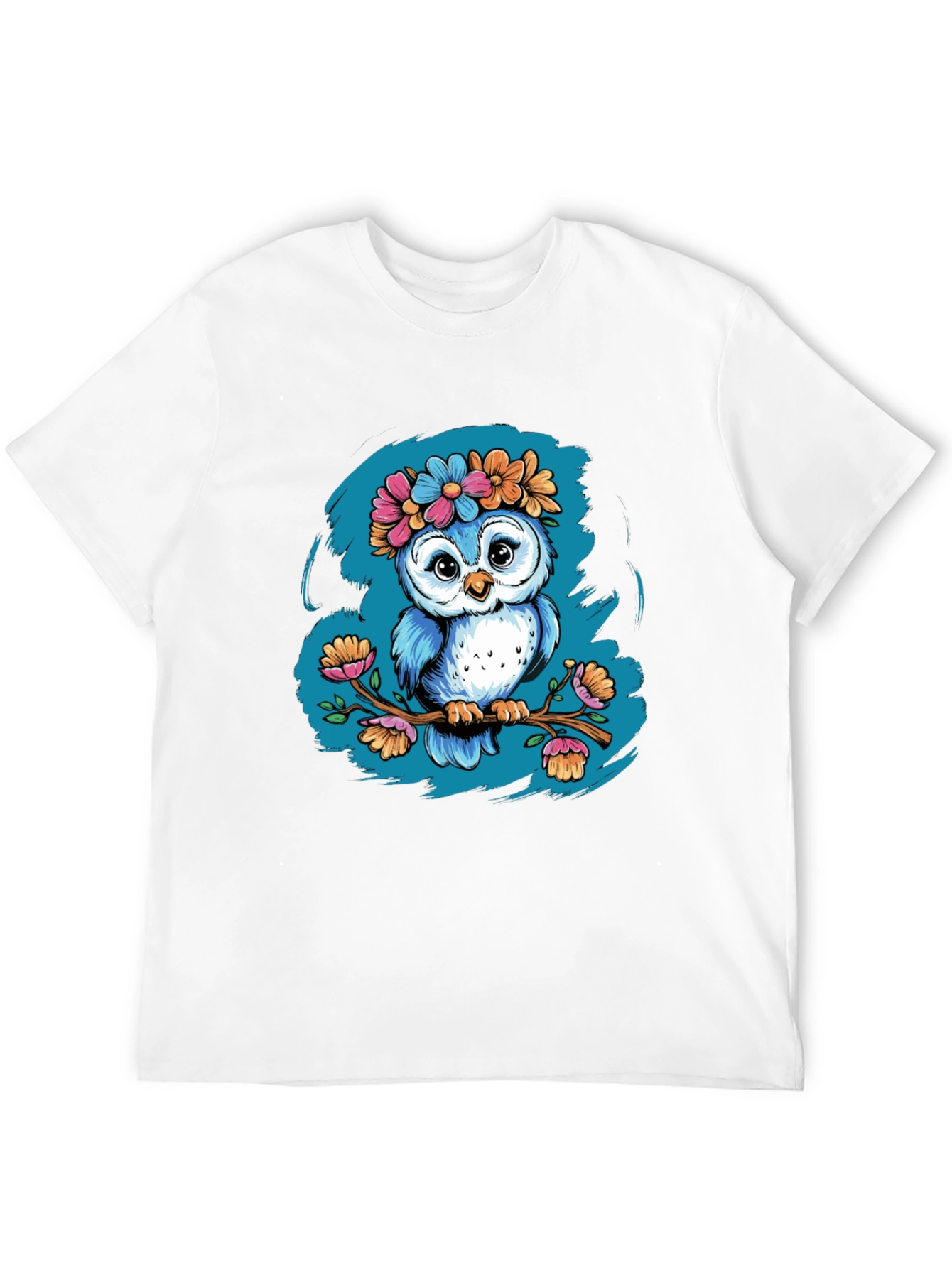 Camiseta Negra con Búho Floral