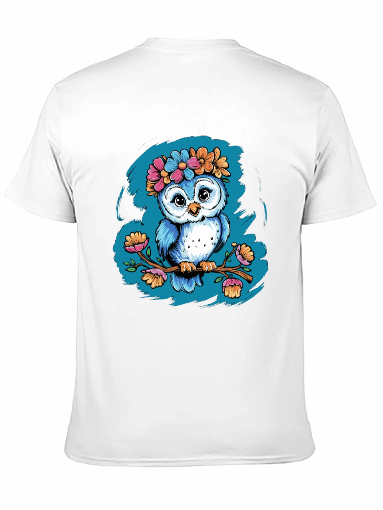 Camiseta Negra con Búho Floral