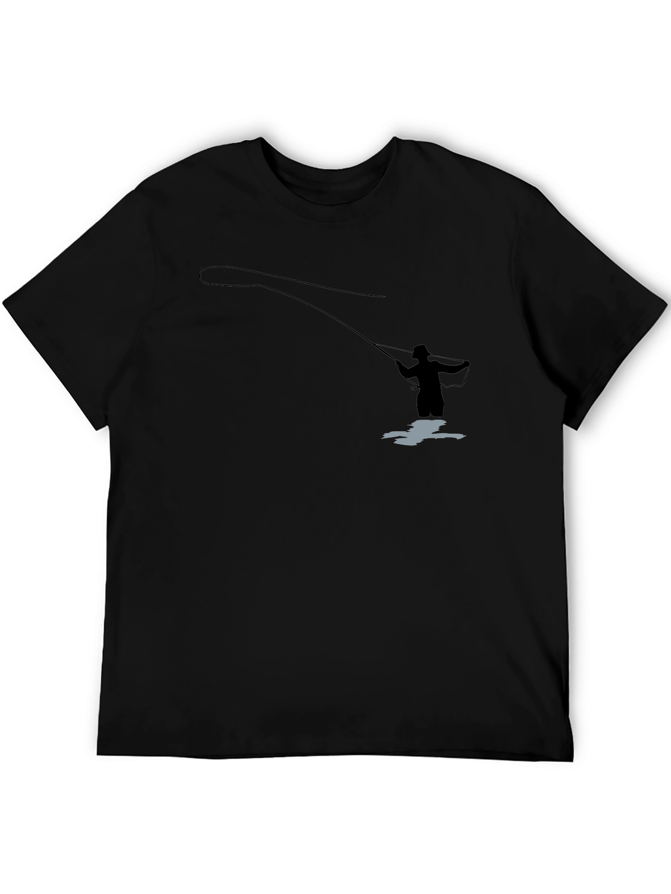 Camiseta Negra Silueta Pescador Mosca