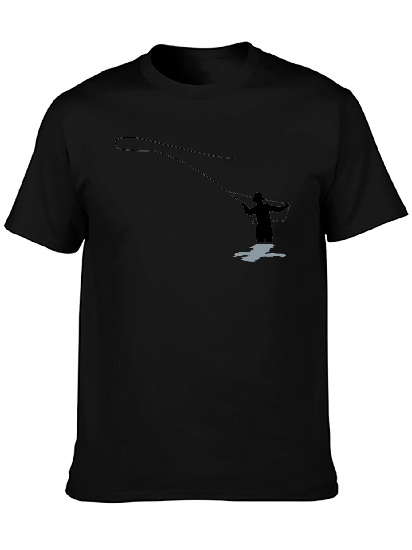 Camiseta Negra Silueta Pescador Mosca