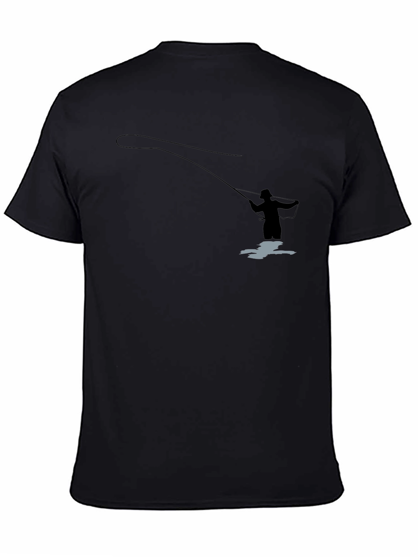 Camiseta Negra Silueta Pescador Mosca