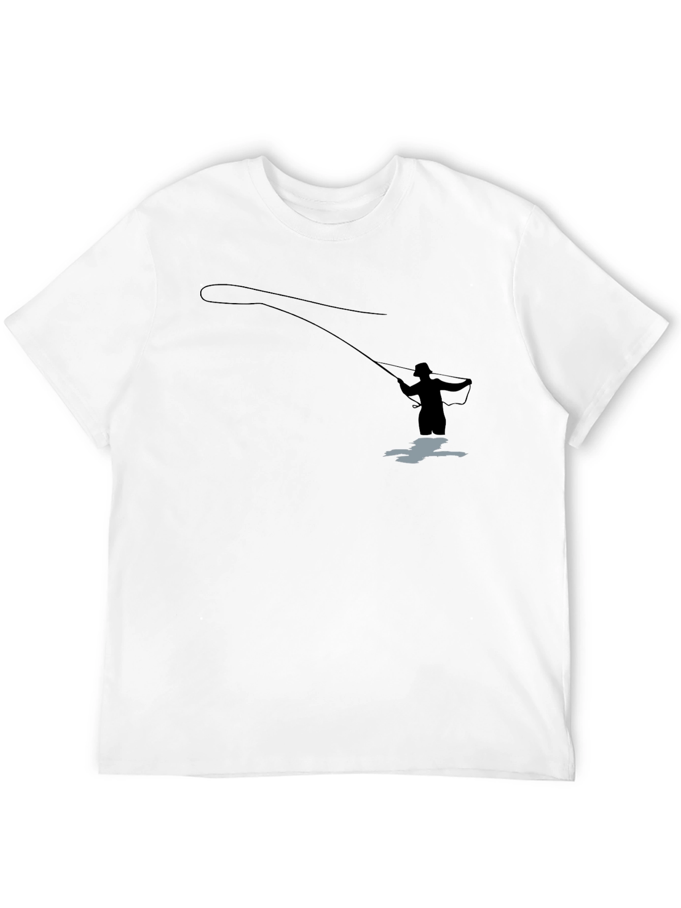 Camiseta Negra Silueta Pescador Mosca