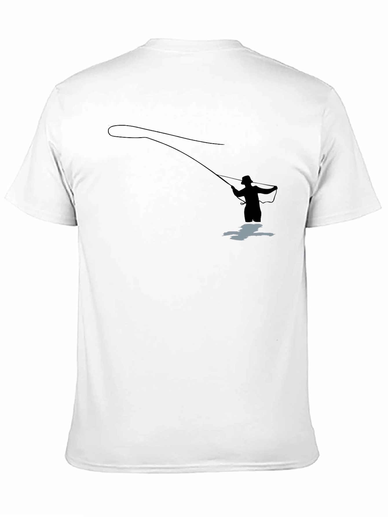 Camiseta Negra Silueta Pescador Mosca