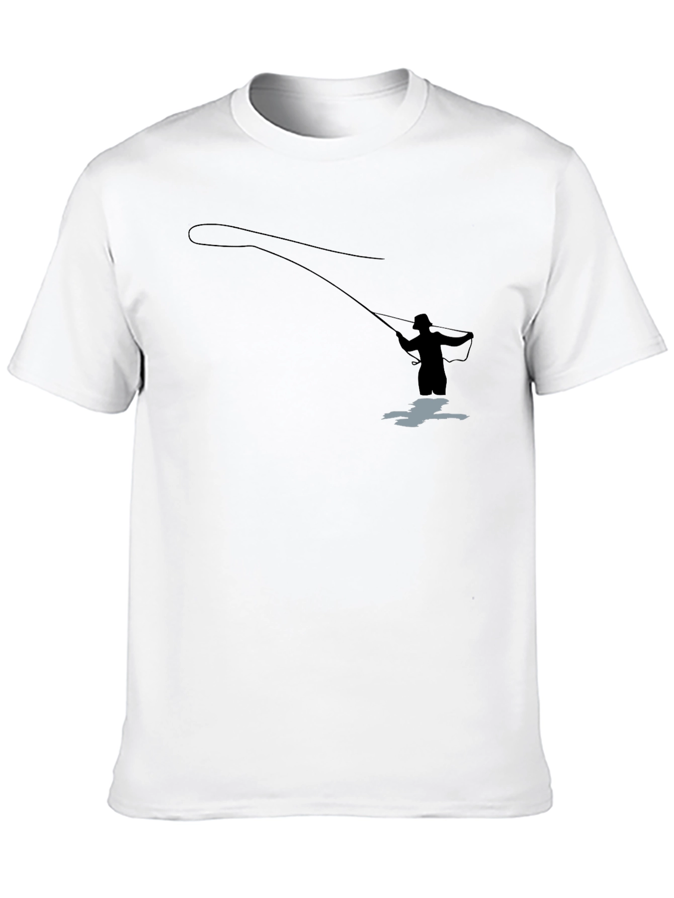 Camiseta Negra Silueta Pescador Mosca