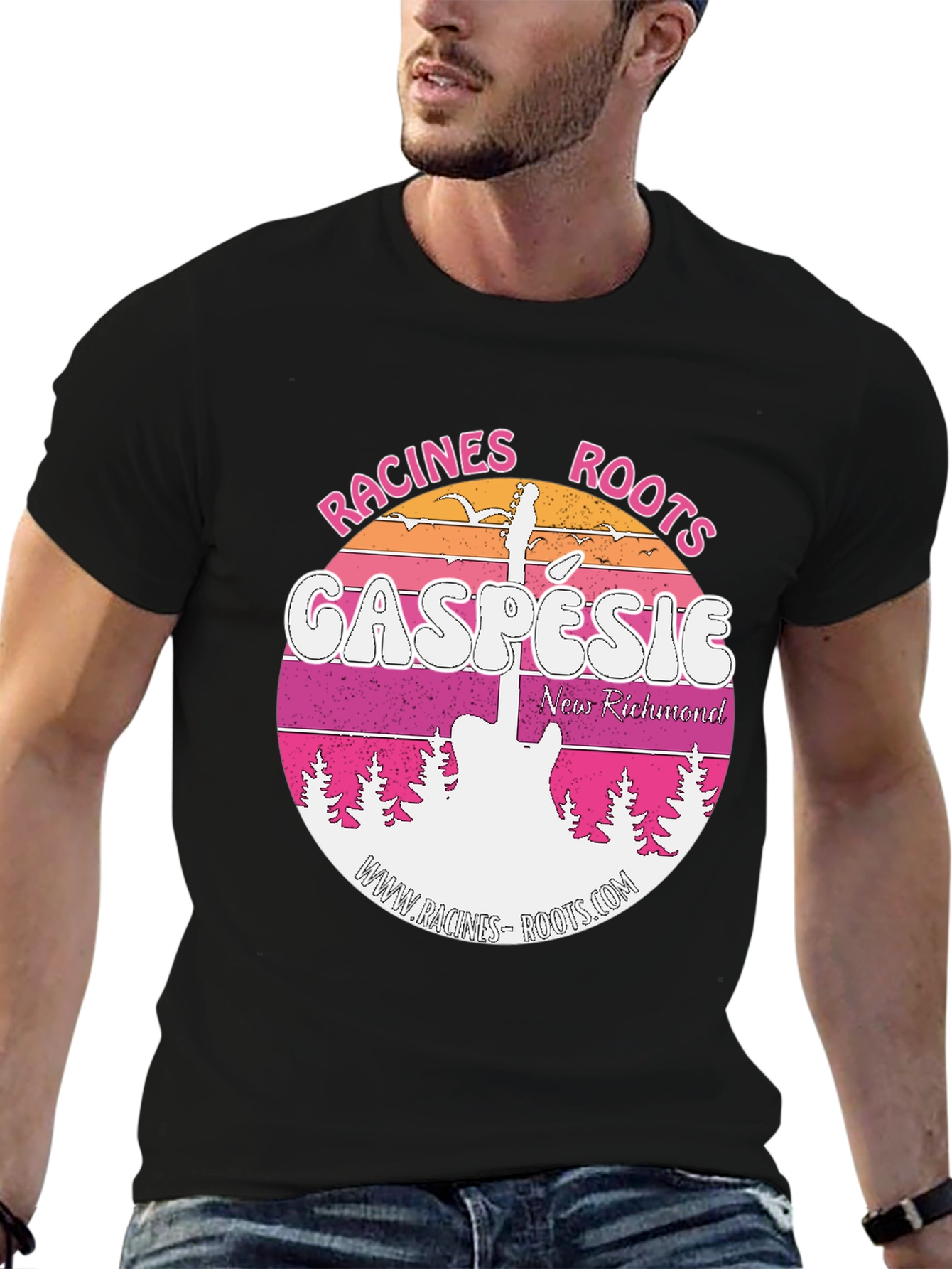 Camiseta Negra Racines Roots Gaspésie