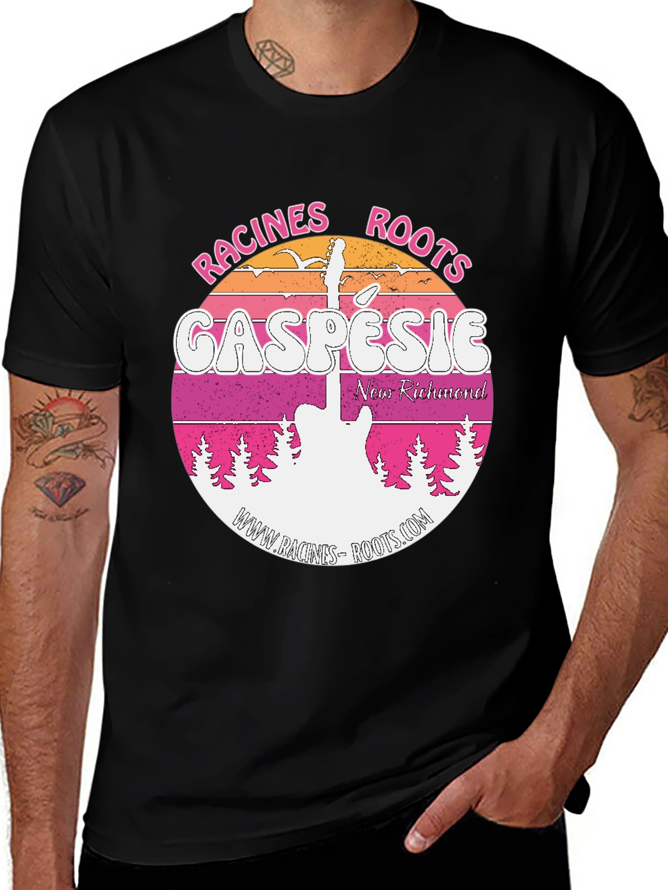 Camiseta Negra Racines Roots Gaspésie