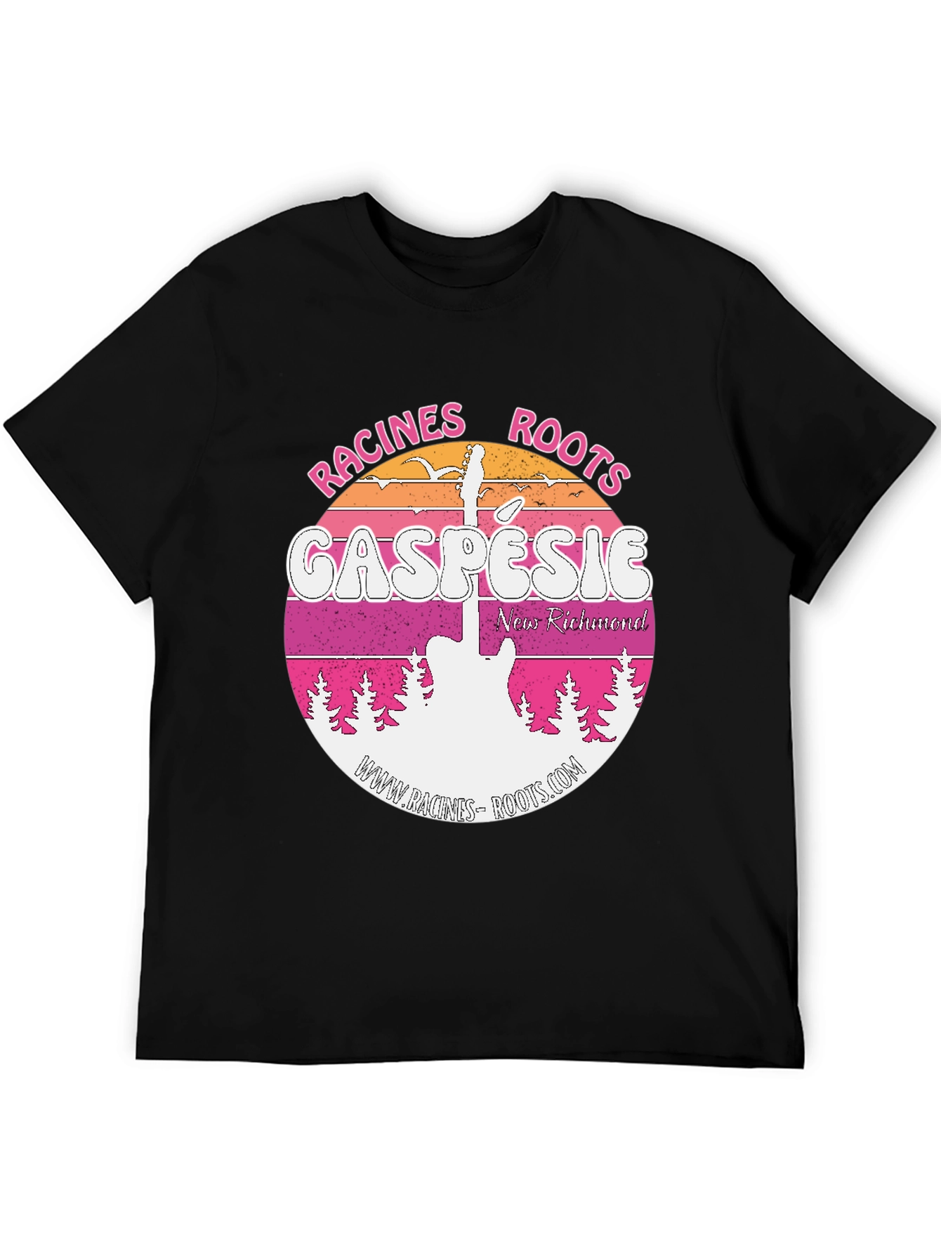 Camiseta Negra Racines Roots Gaspésie