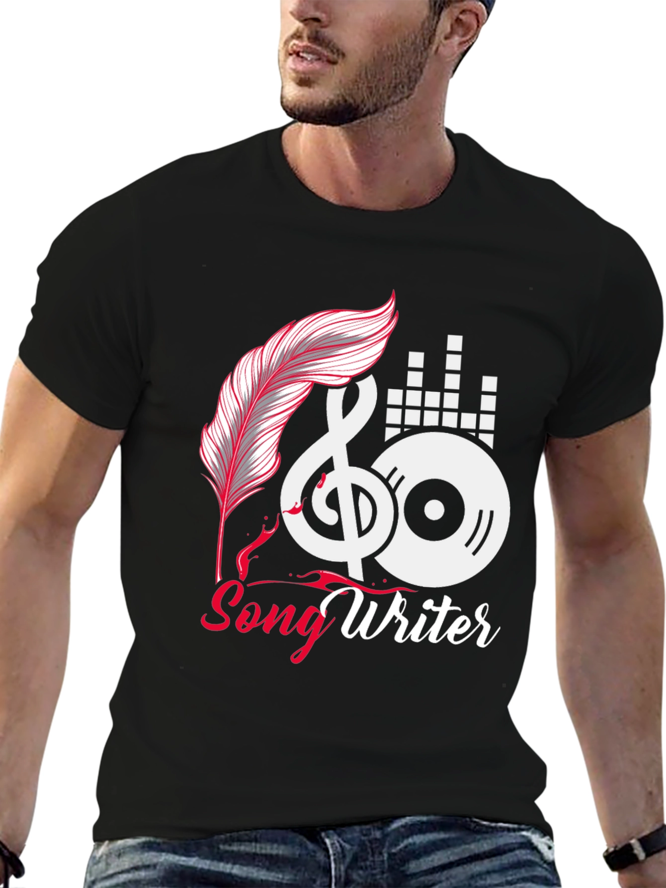 Camiseta Negra Songwriter para Amantes de la Música