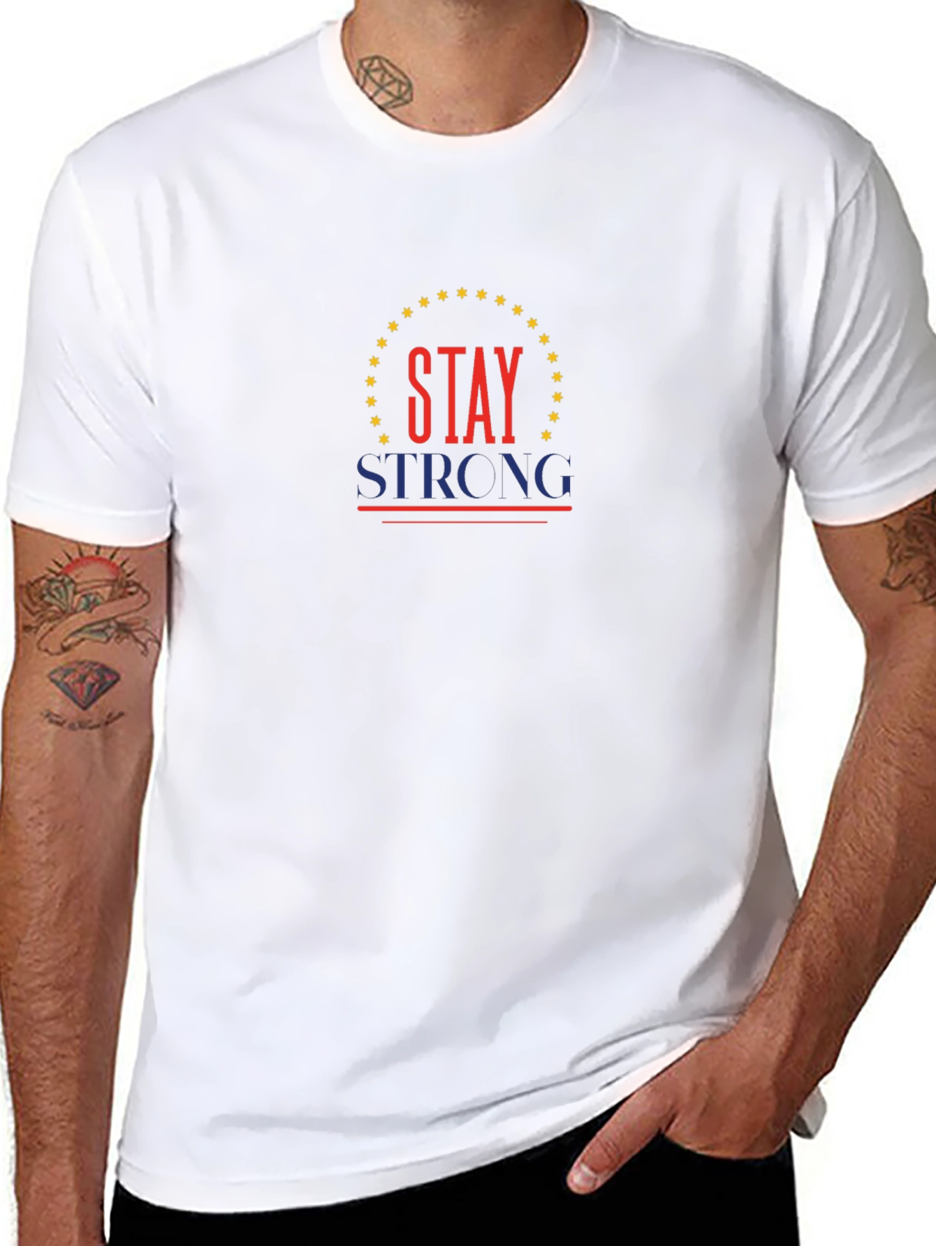 Camiseta Negra Stay Strong con Diseño Patriótico