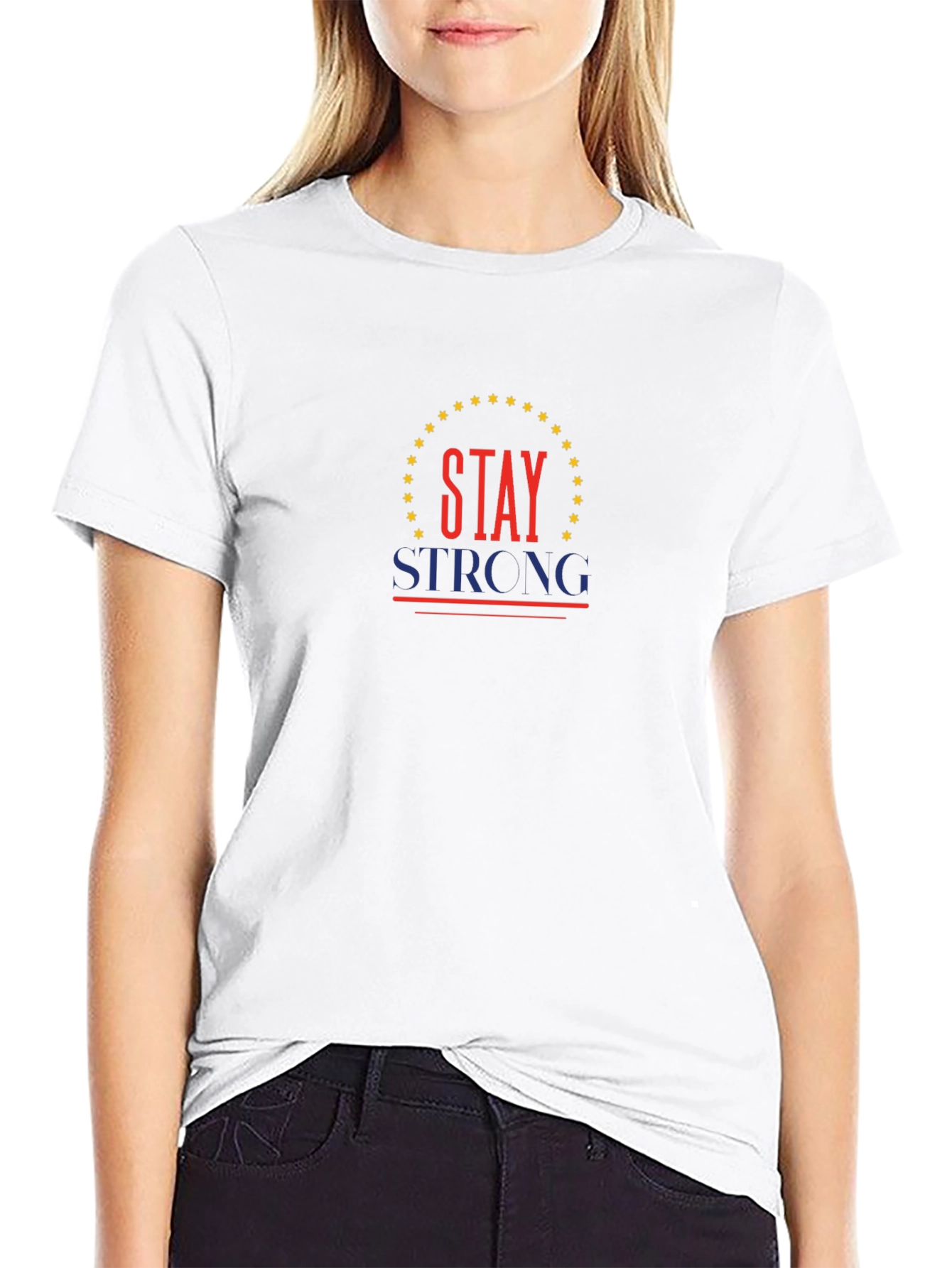Camiseta Negra Stay Strong con Diseño Patriótico