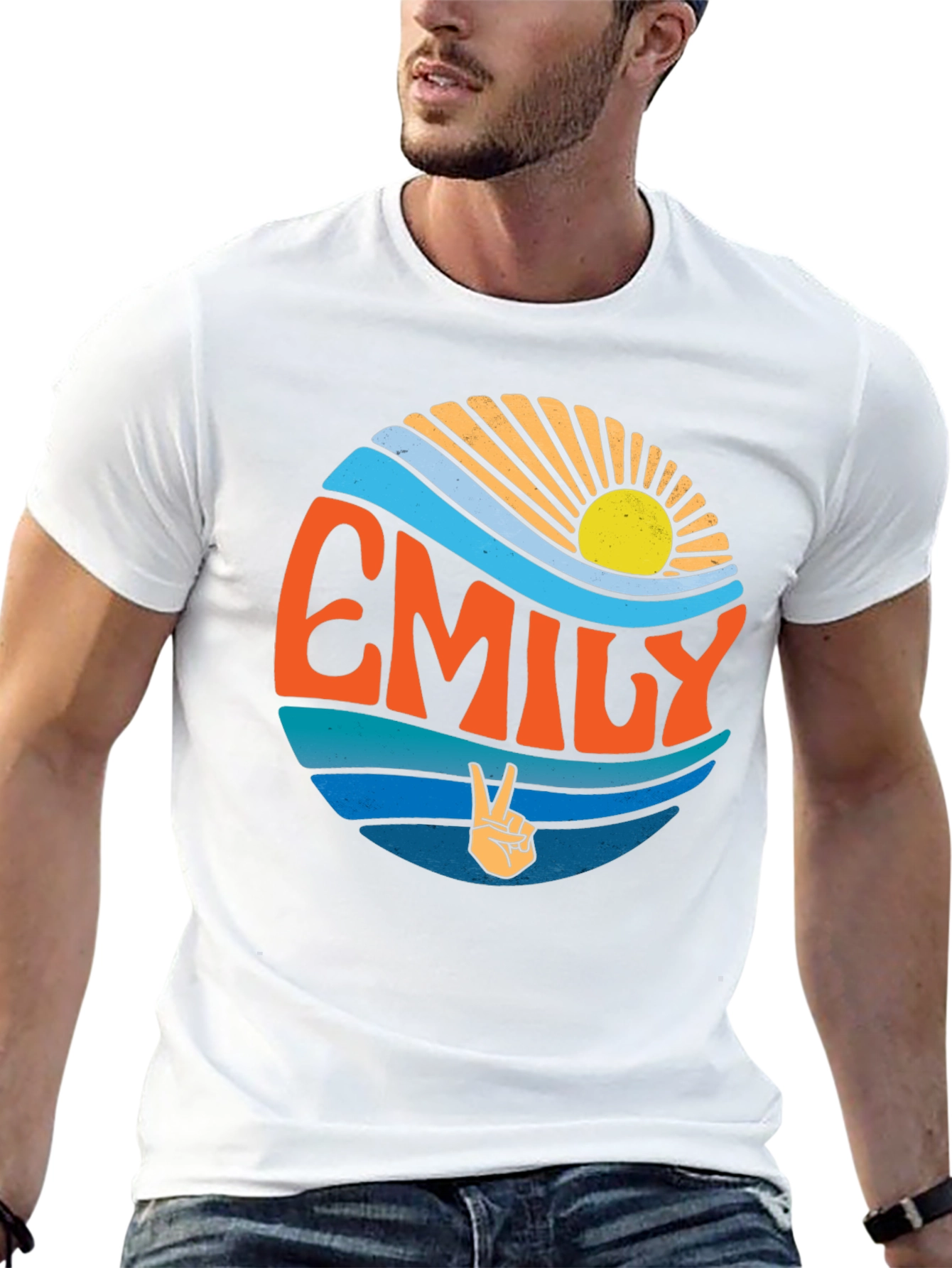 Camiseta Negra Personalizada con Nombre Emily Estilo Retro