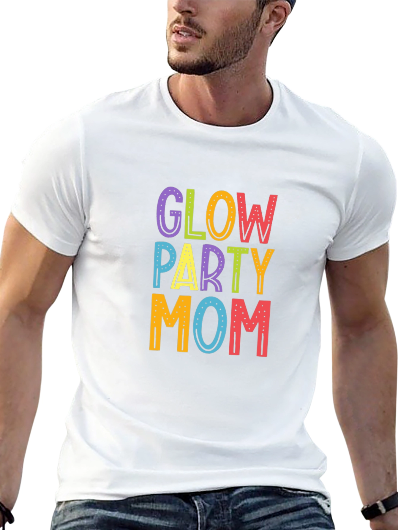 Camiseta Negra Glow Party Mom para Mujer