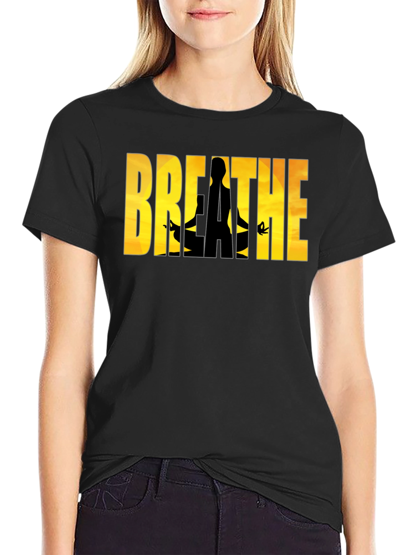 Camiseta Negra Breathe - Meditación y Relax