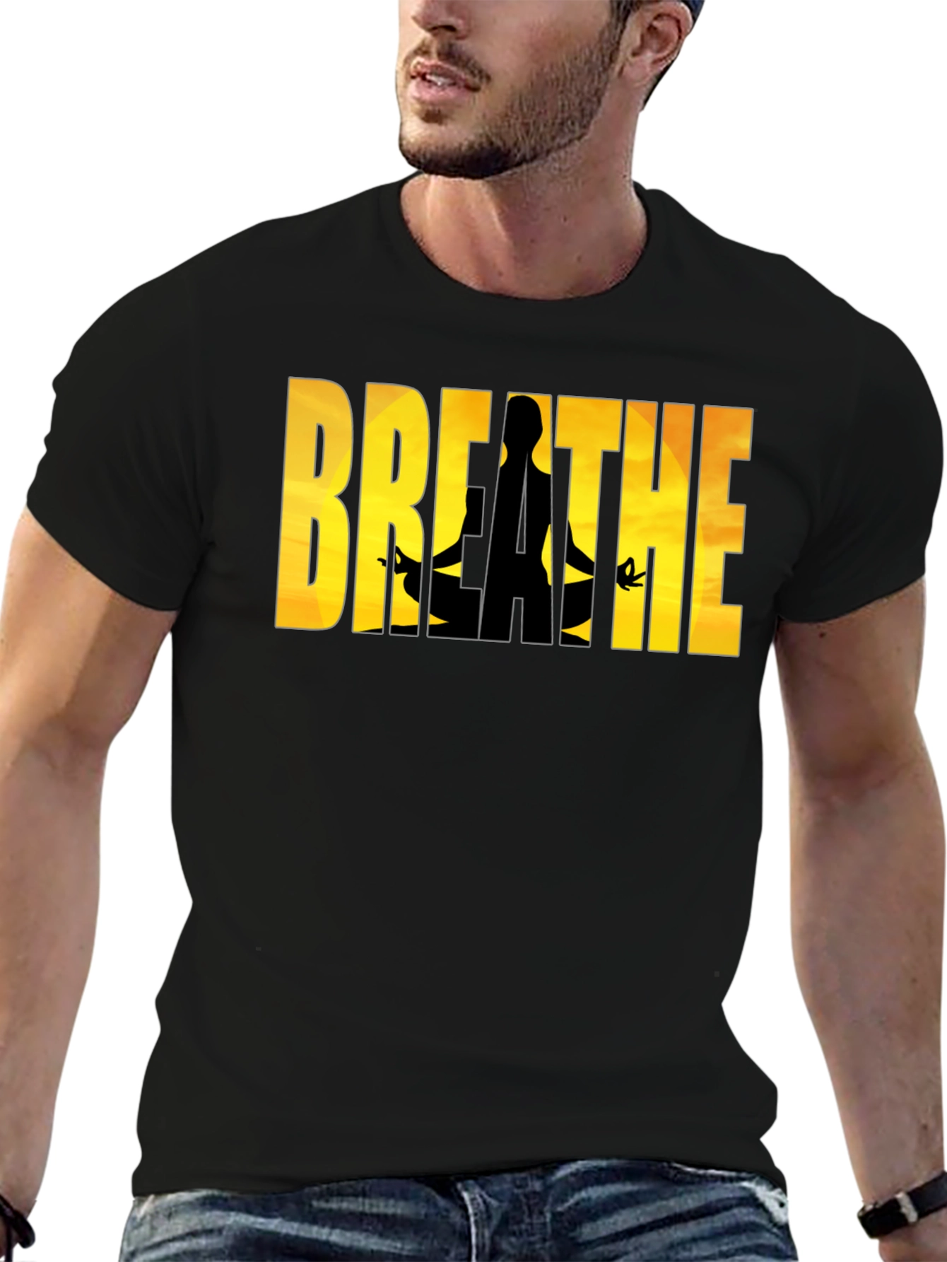 Camiseta Negra Breathe - Meditación y Relax