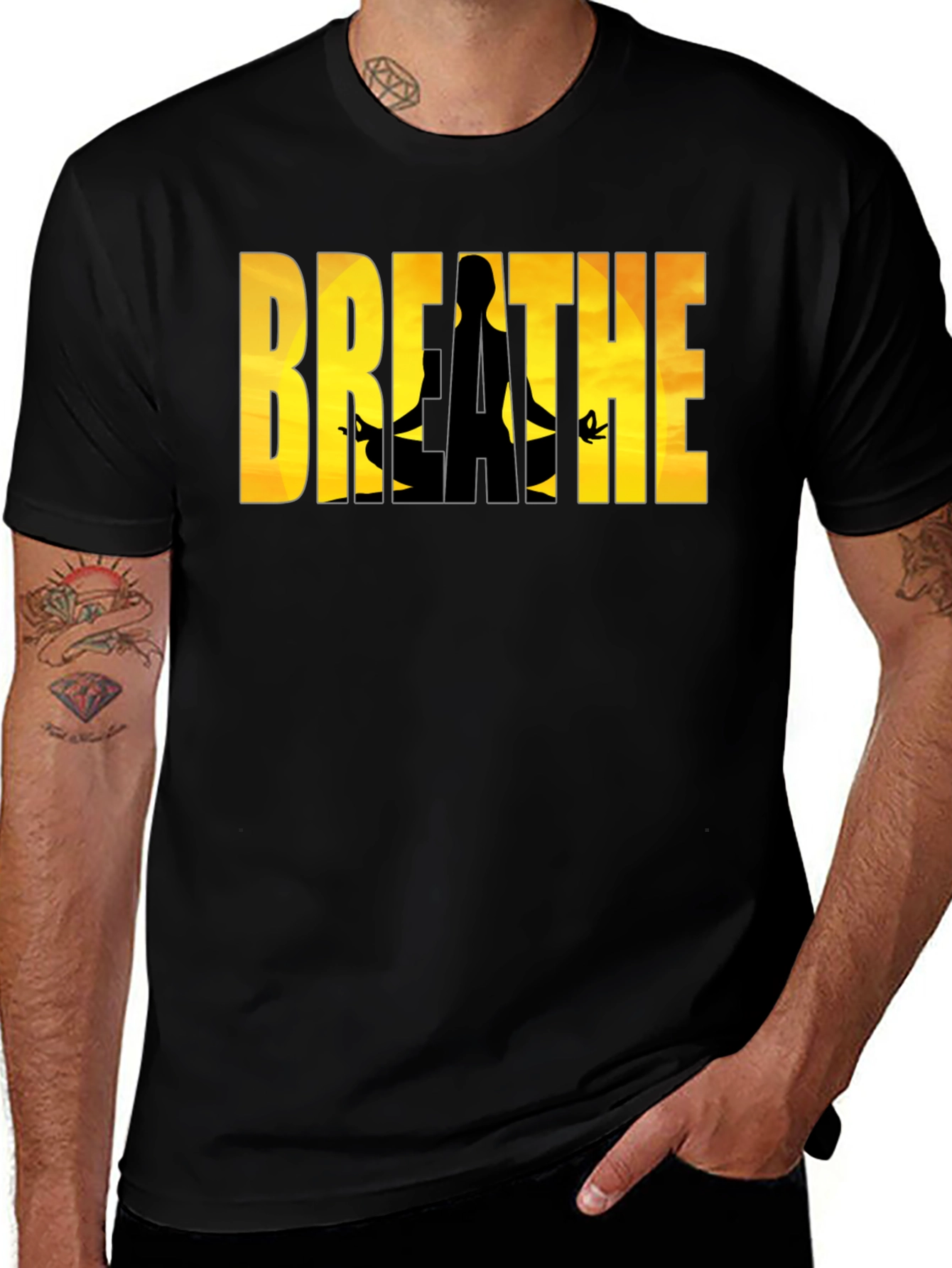 Camiseta Negra Breathe - Meditación y Relax