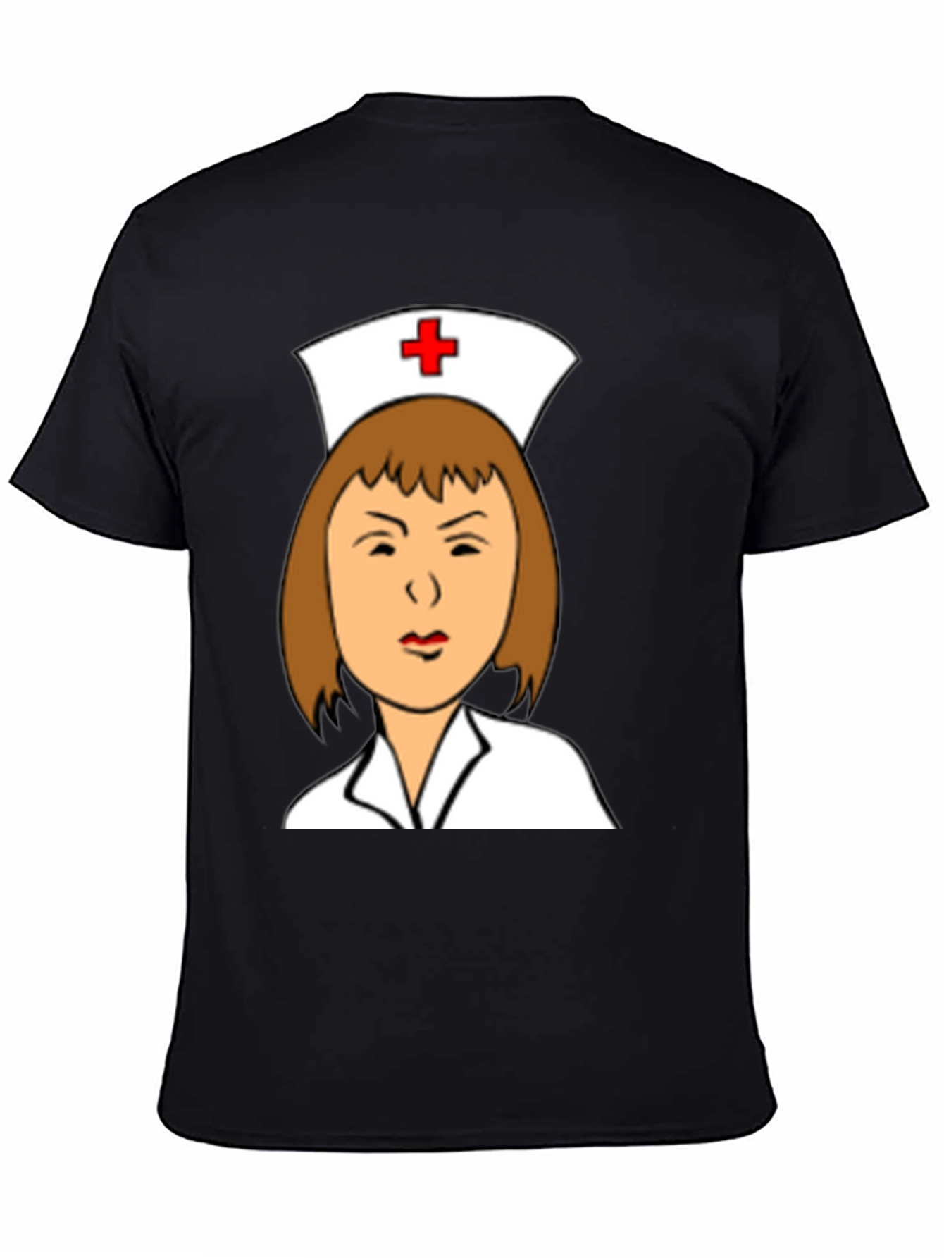 Camiseta Negra con Dibujo de Enfermera