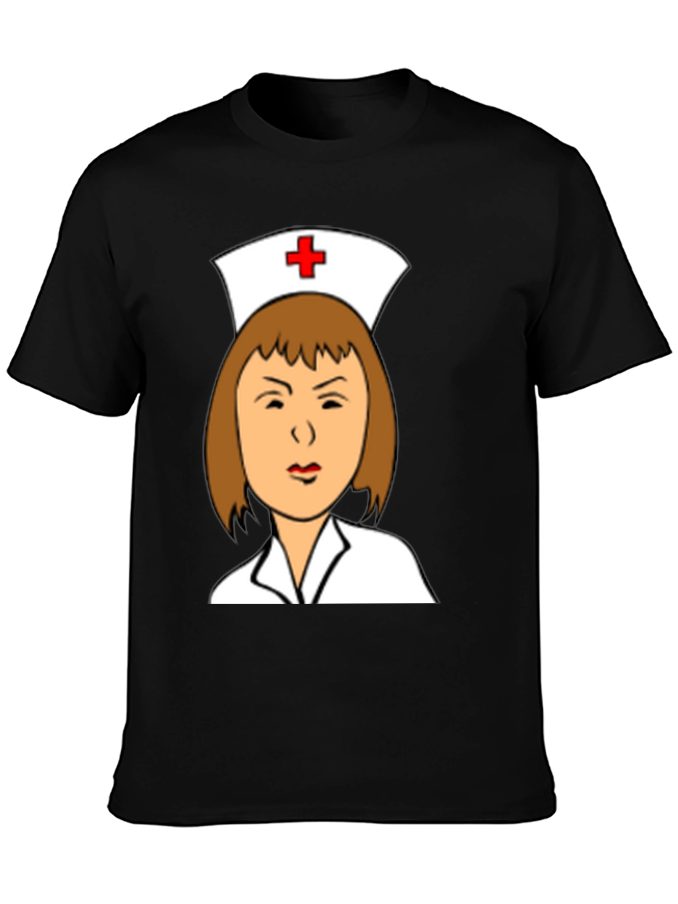 Camiseta Negra con Dibujo de Enfermera