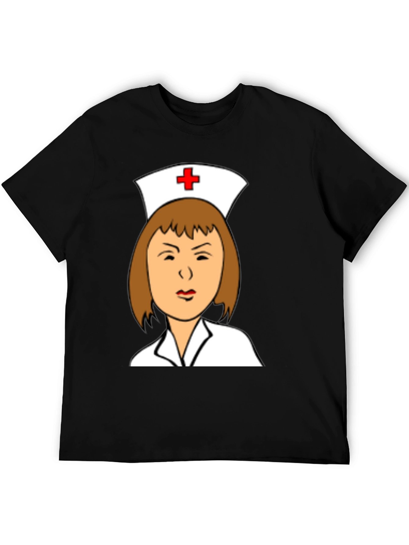 Camiseta Negra con Dibujo de Enfermera