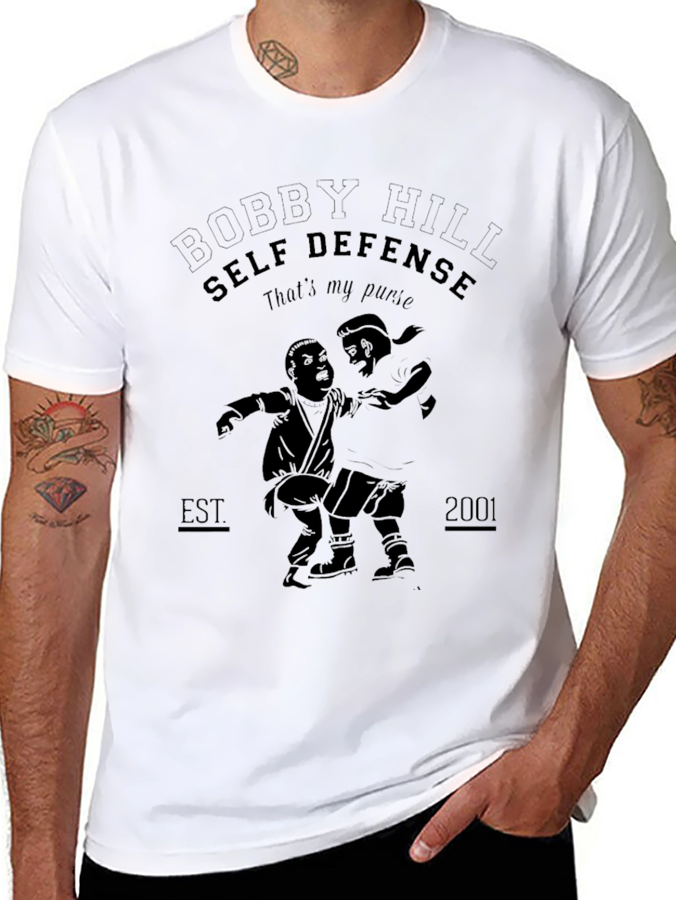 Camiseta Negra Bobby Hill Self Defense