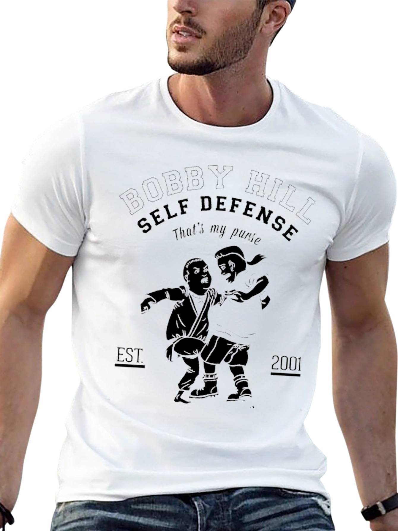 Camiseta Negra Bobby Hill Self Defense