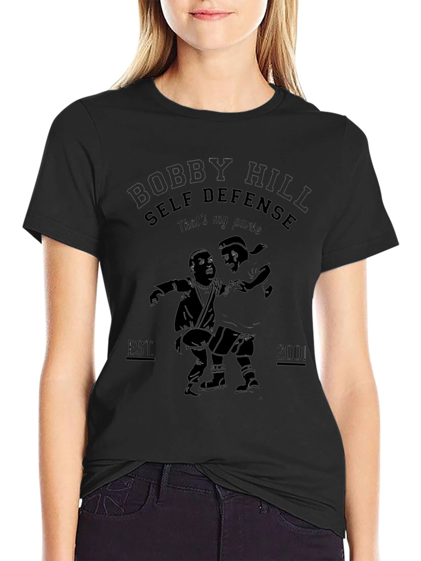 Camiseta Negra Bobby Hill Self Defense