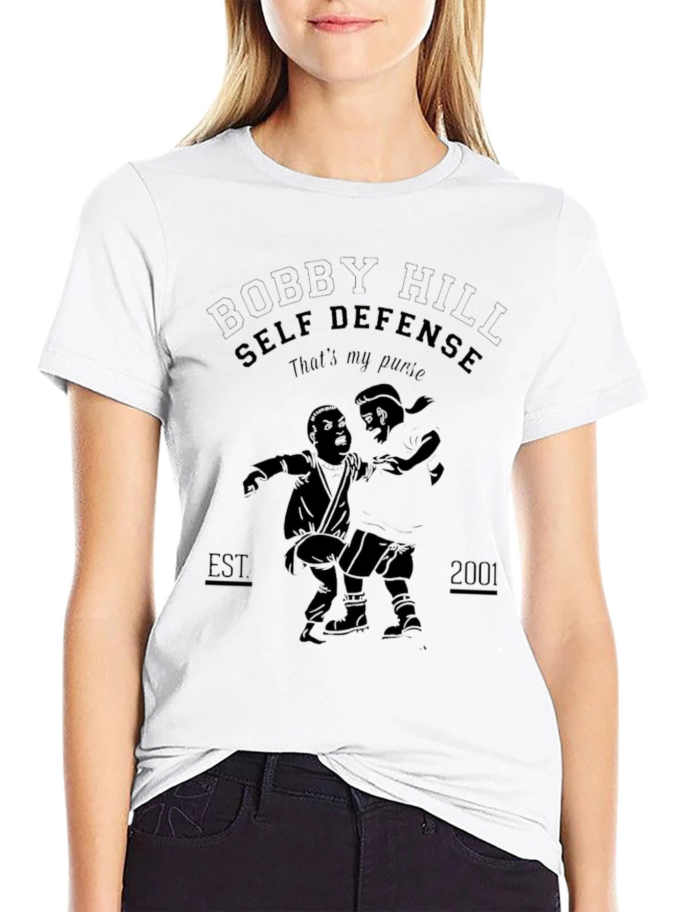 Camiseta Negra Bobby Hill Self Defense
