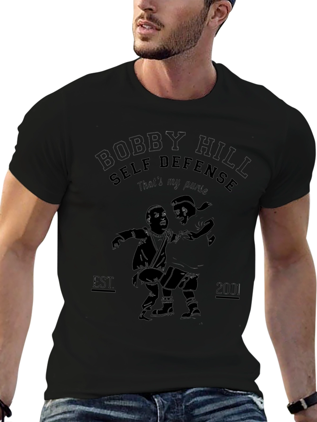 Camiseta Negra Bobby Hill Self Defense