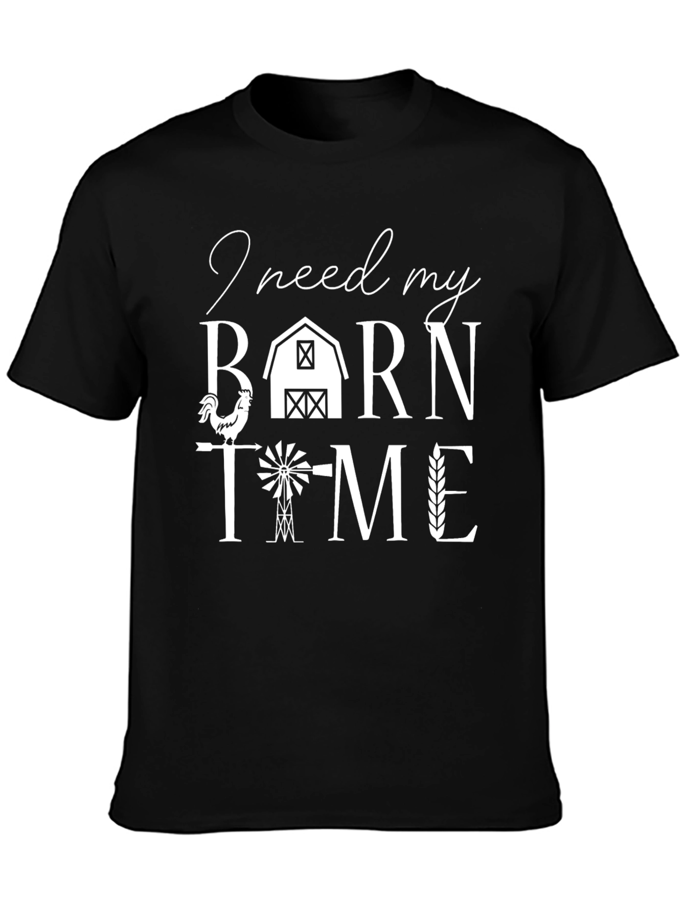 Camiseta Negra Tiempo de Granero para Amantes del Campo
