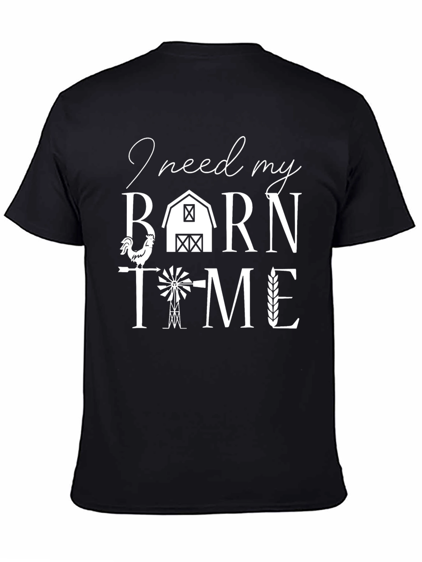 Camiseta Negra Tiempo de Granero para Amantes del Campo