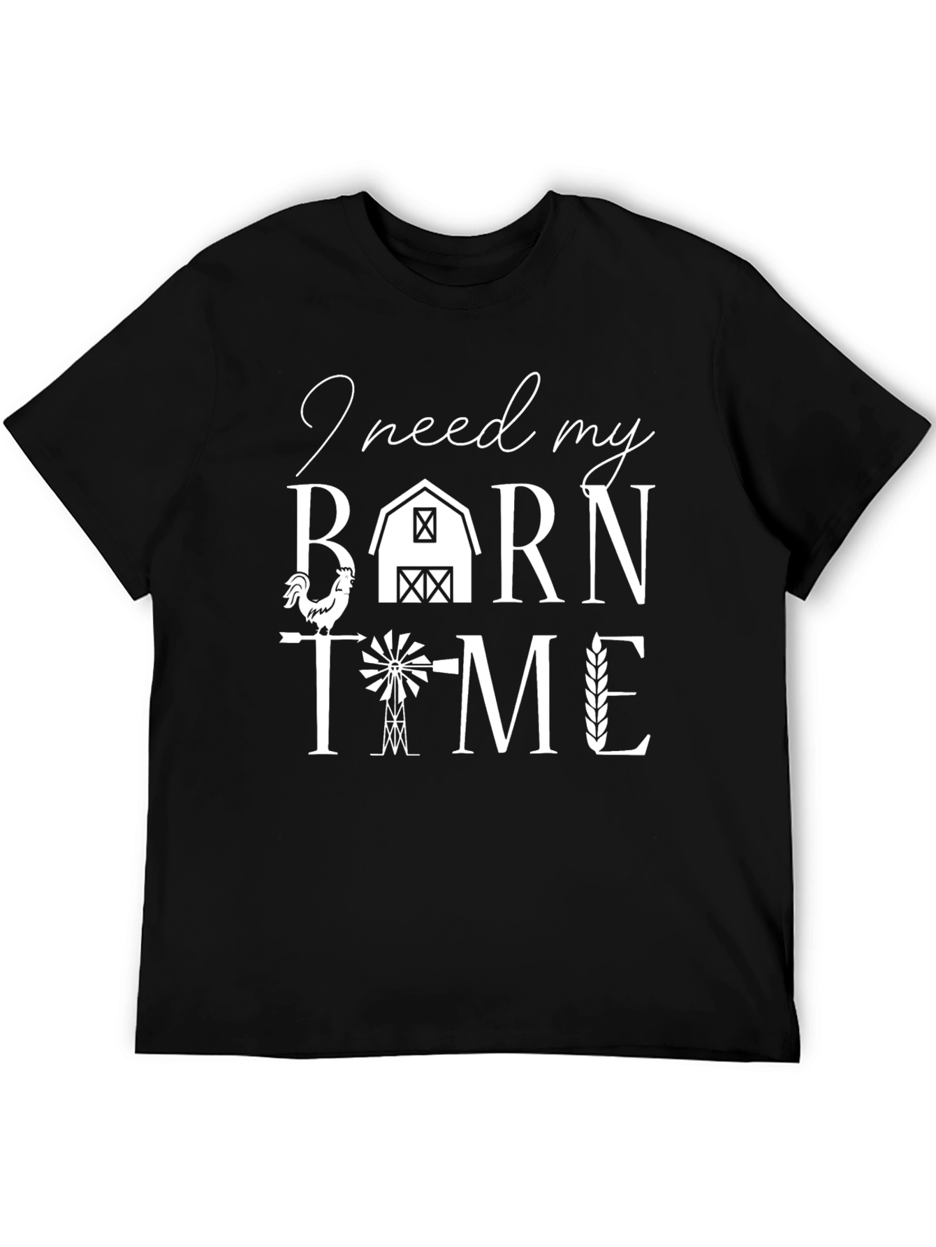 Camiseta Negra Tiempo de Granero para Amantes del Campo