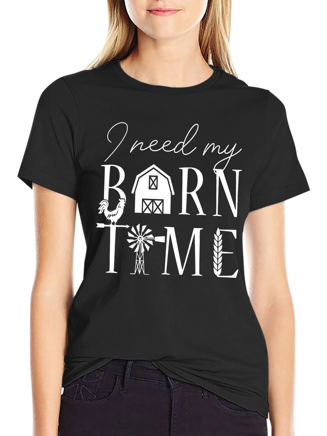 Camiseta Negra Tiempo de Granero para Amantes del Campo