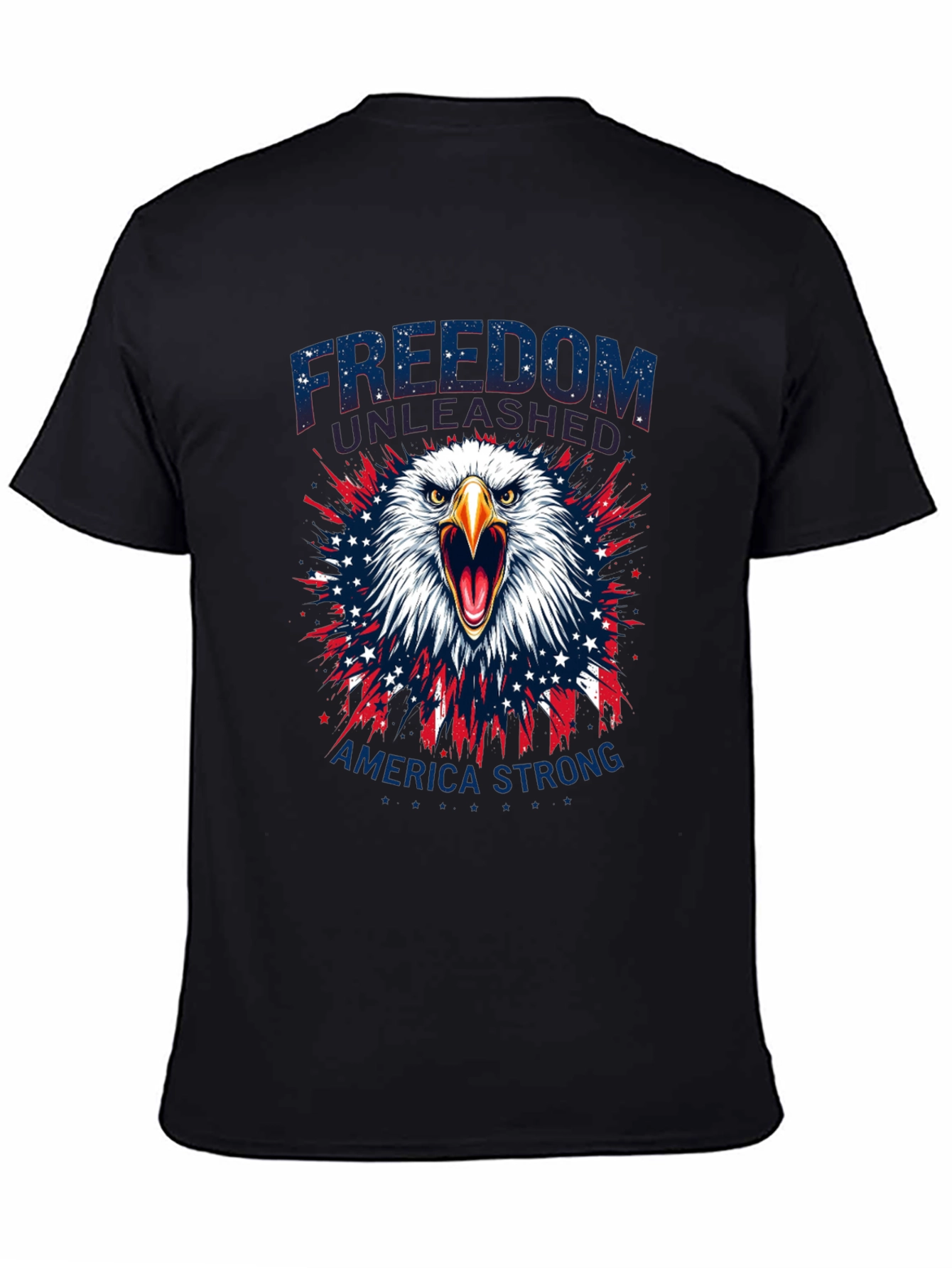 Camiseta Negra: Libertad y Fuerza Americana