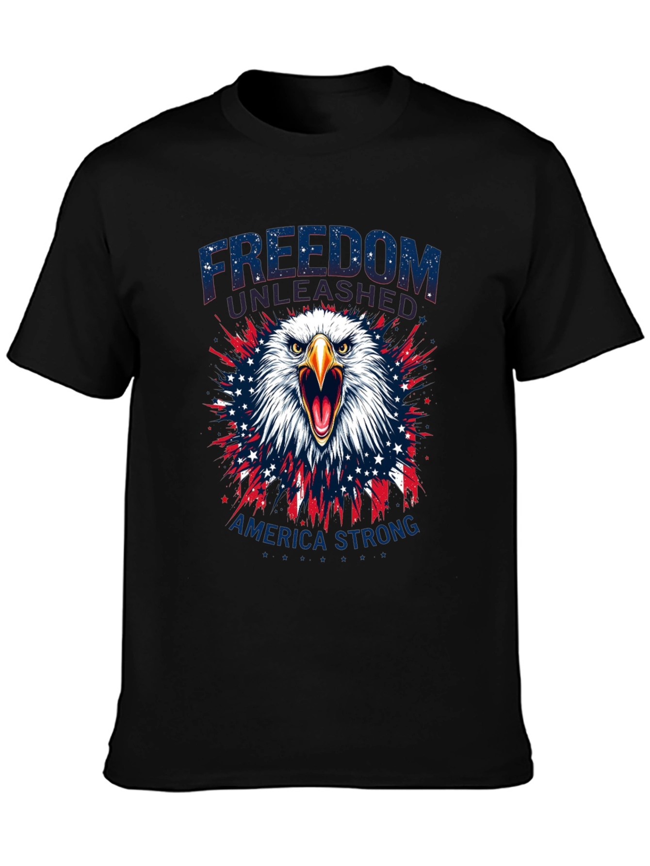 Camiseta Negra: Libertad y Fuerza Americana