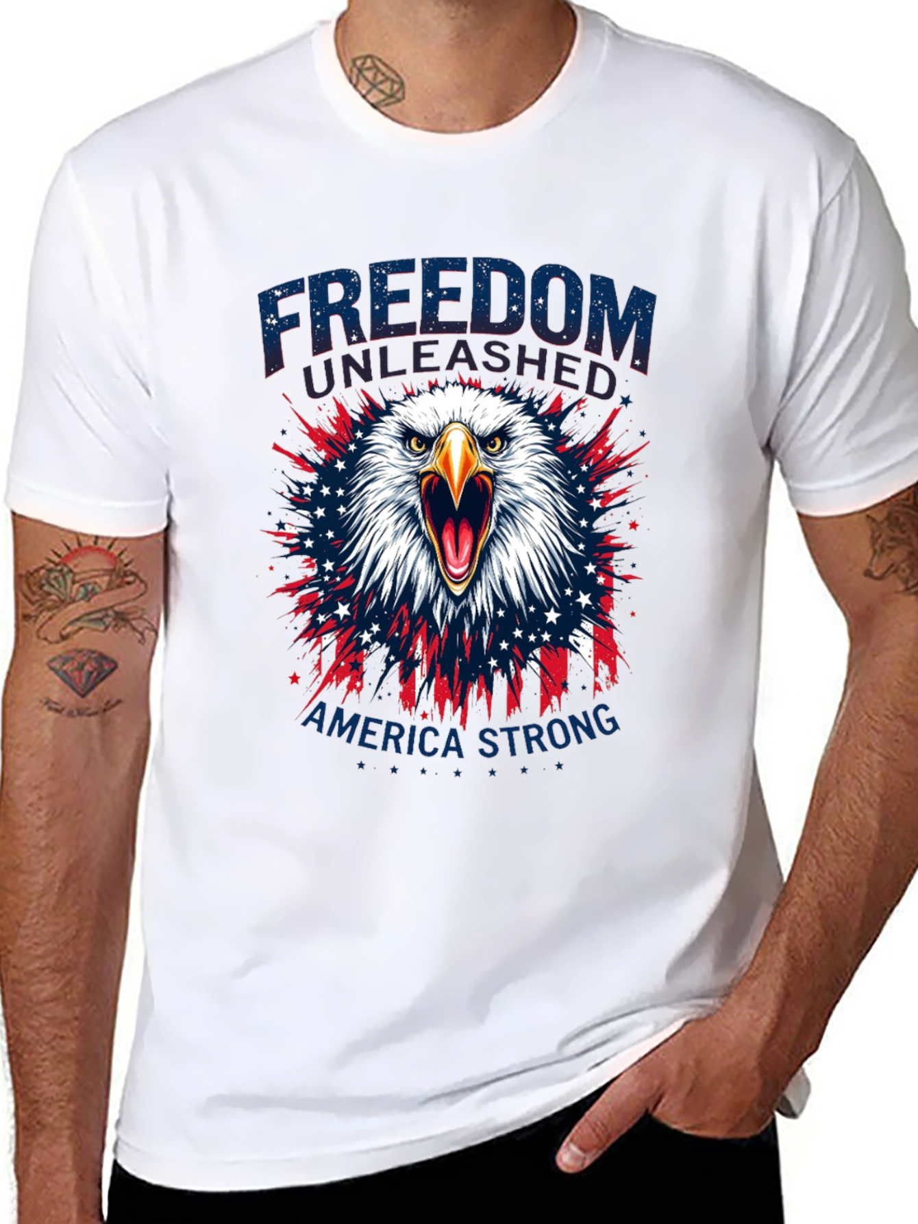 Camiseta Negra: Libertad y Fuerza Americana