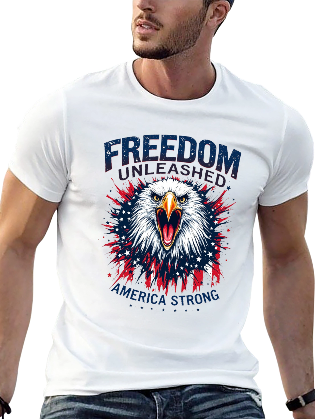 Camiseta Negra: Libertad y Fuerza Americana