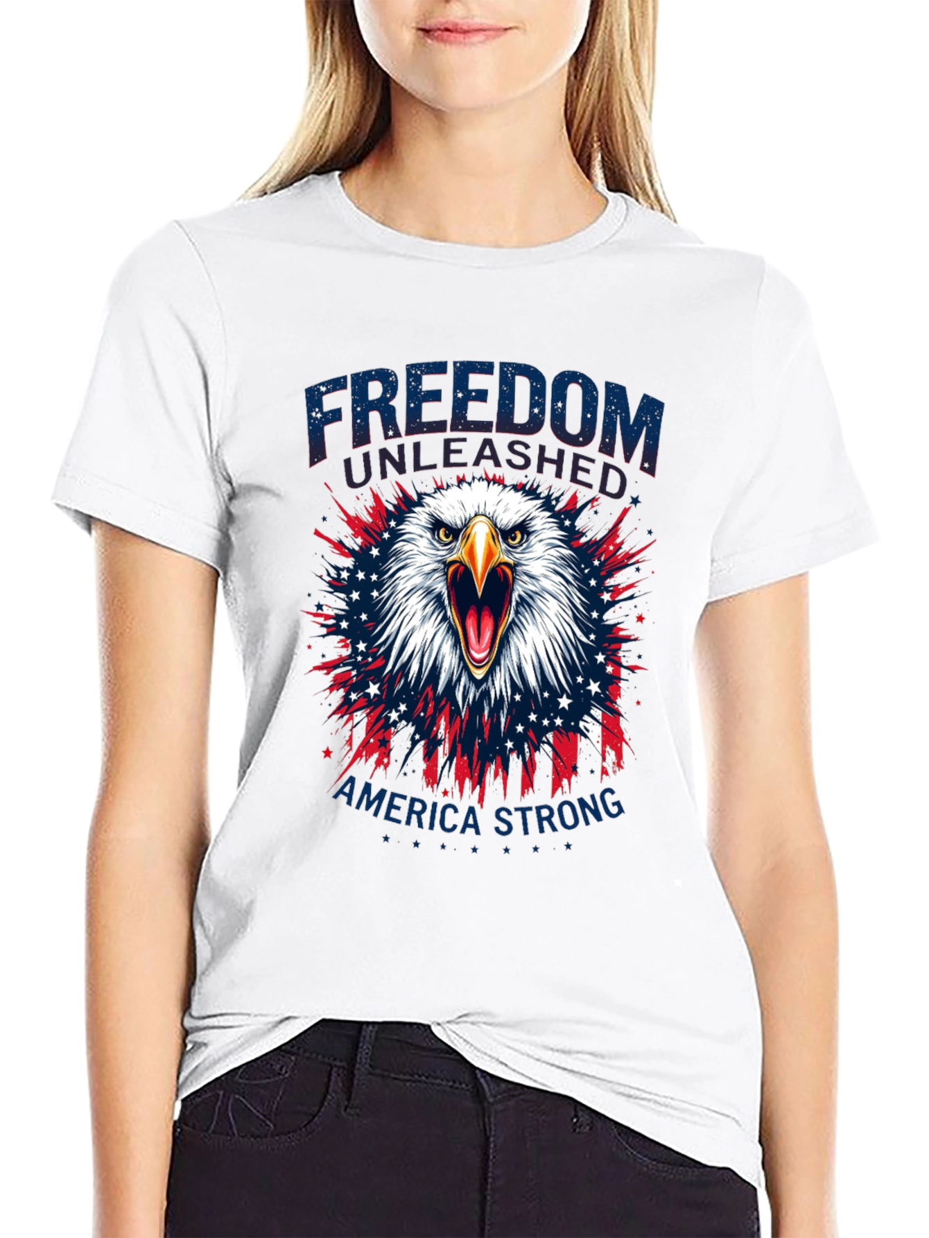 Camiseta Negra: Libertad y Fuerza Americana