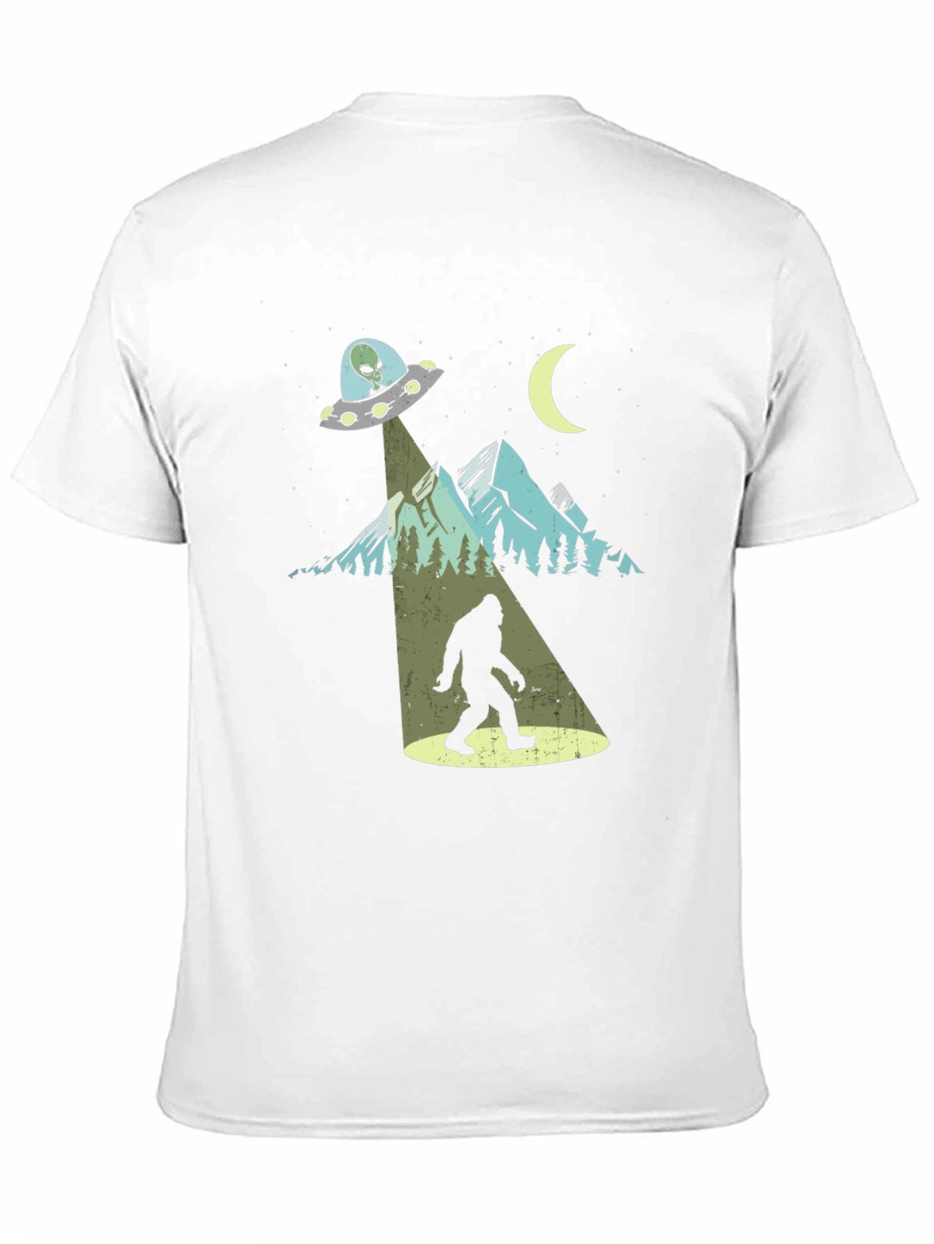 Camiseta Negra Bigfoot OVNI Divertida