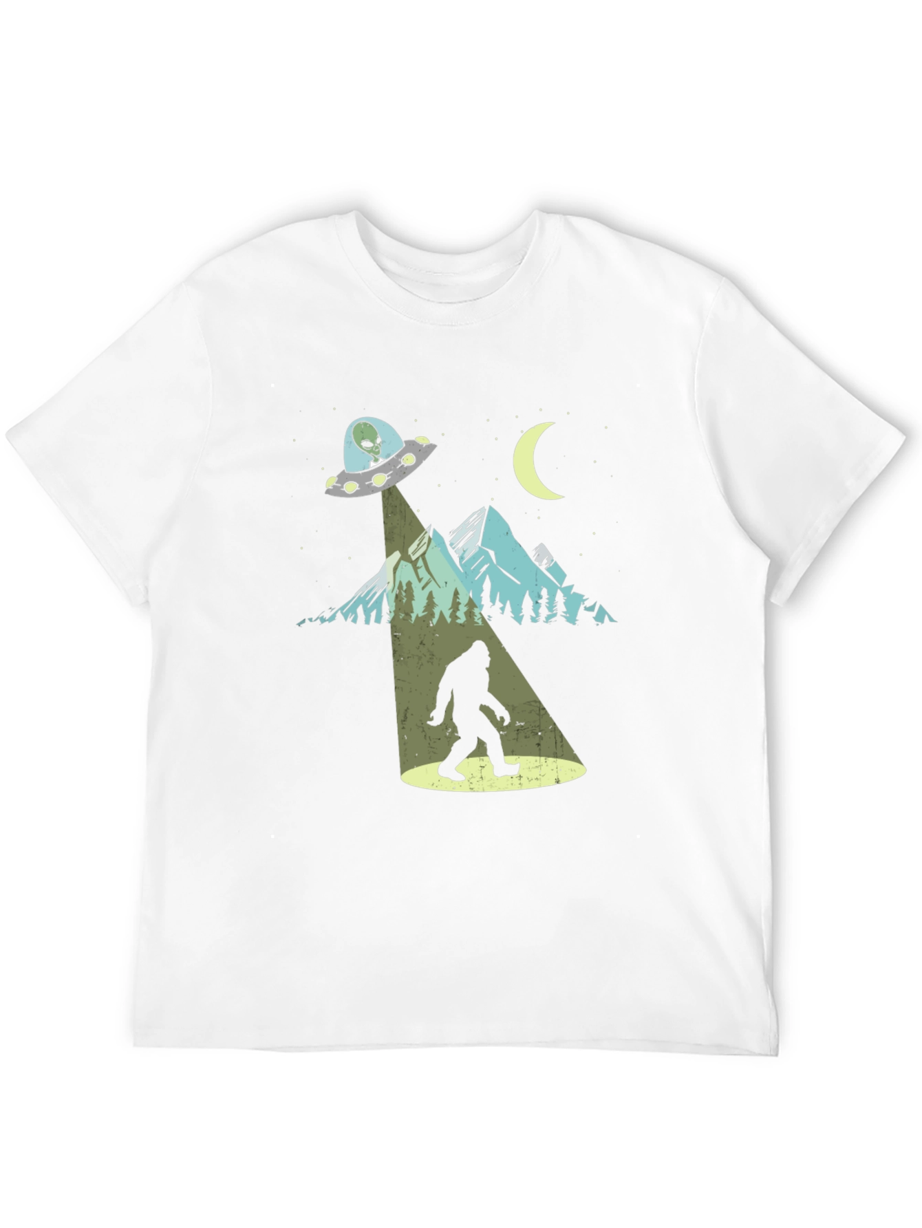 Camiseta Negra Bigfoot OVNI Divertida