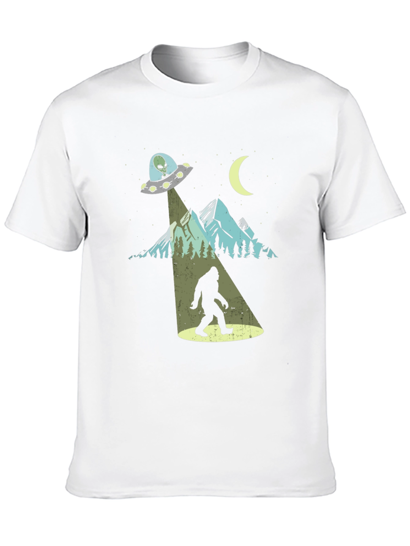 Camiseta Negra Bigfoot OVNI Divertida