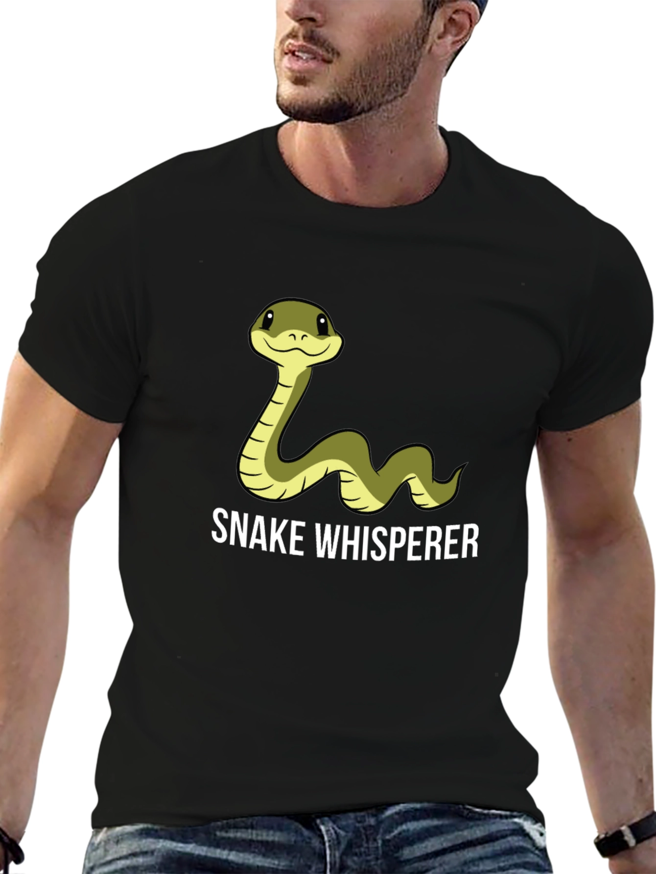 Camiseta Negra Snake Whisperer con Diseño de Serpiente