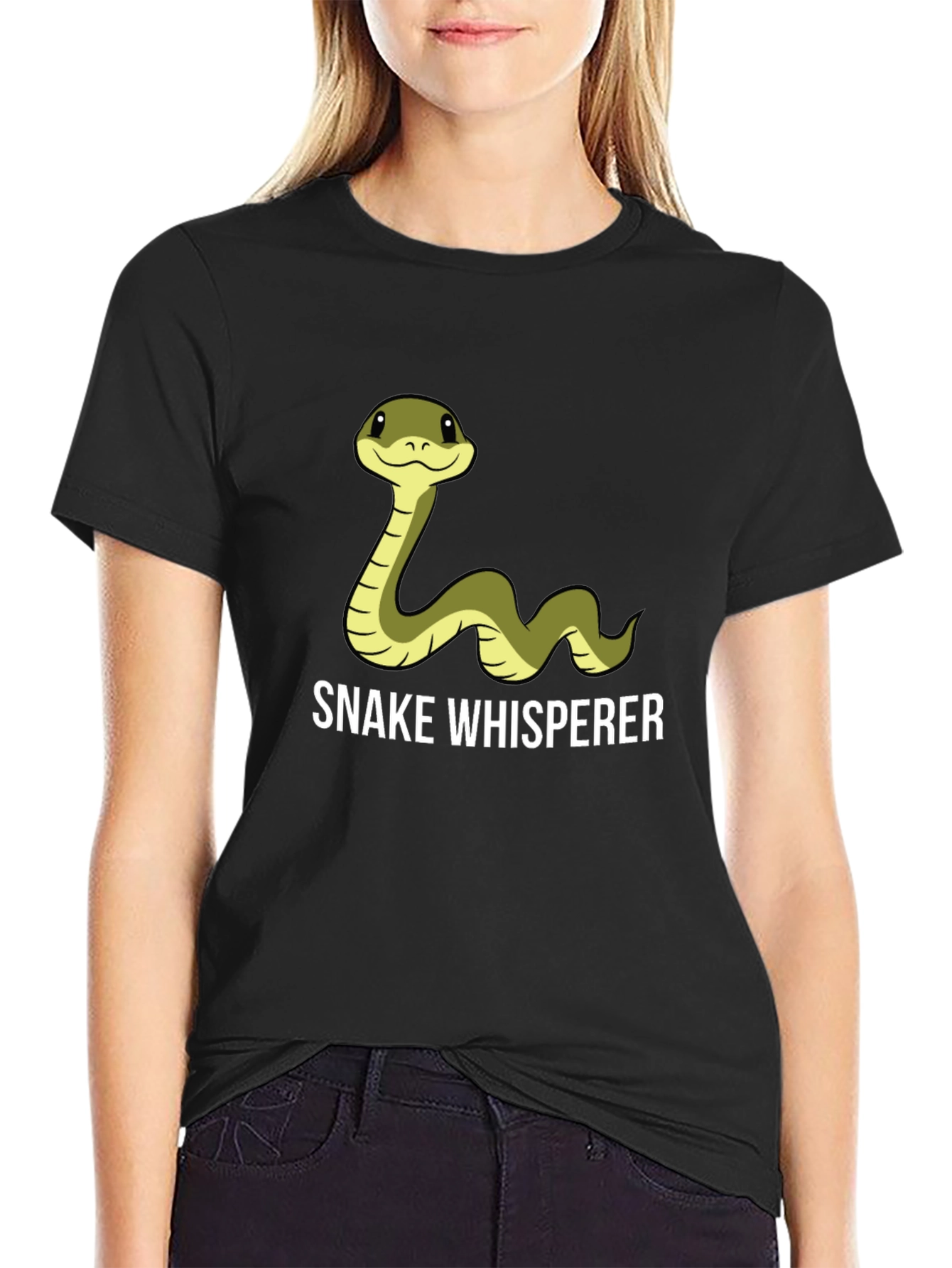 Camiseta Negra Snake Whisperer con Diseño de Serpiente