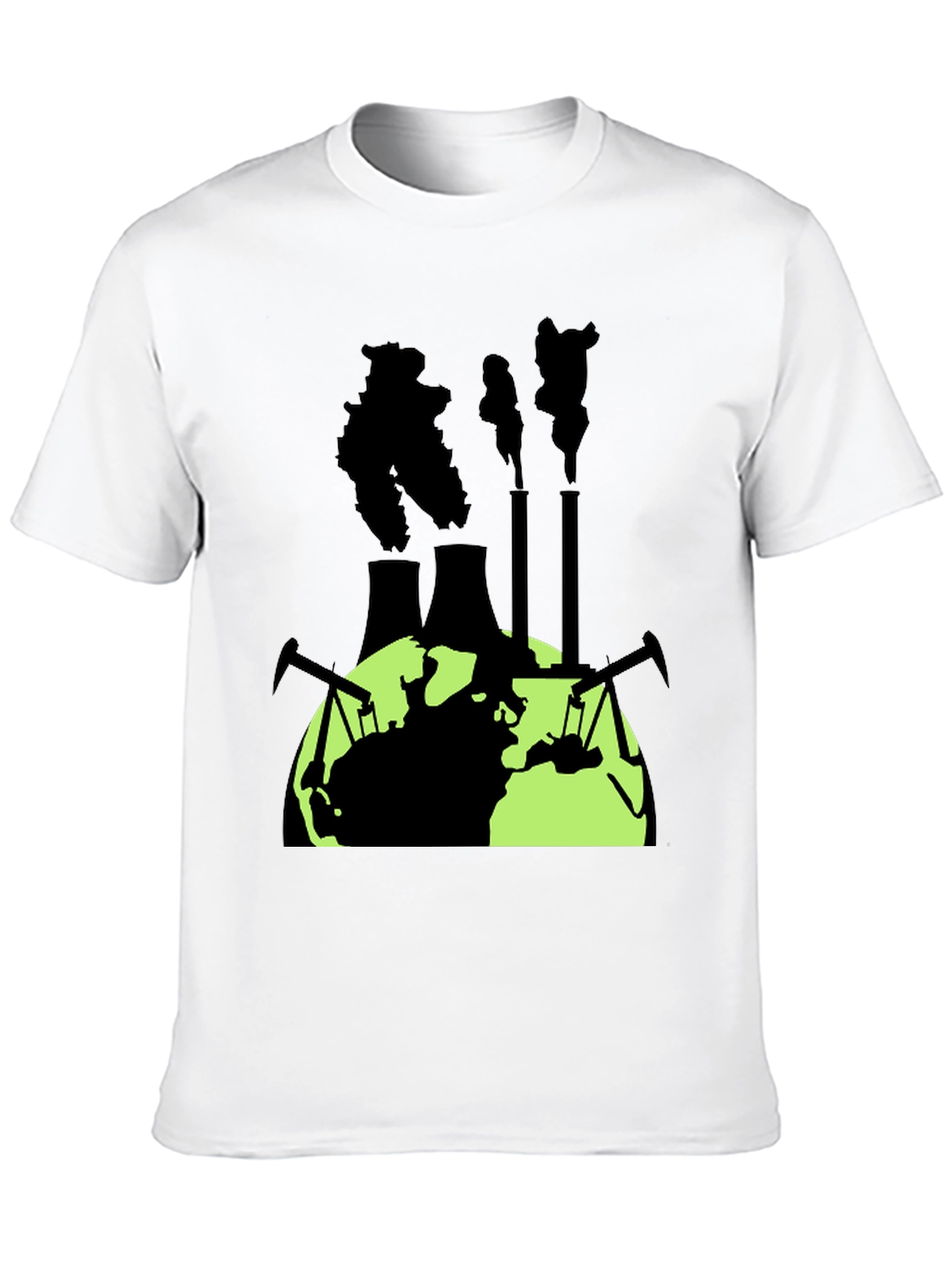 Camiseta Negra con Diseño de Contaminación Global