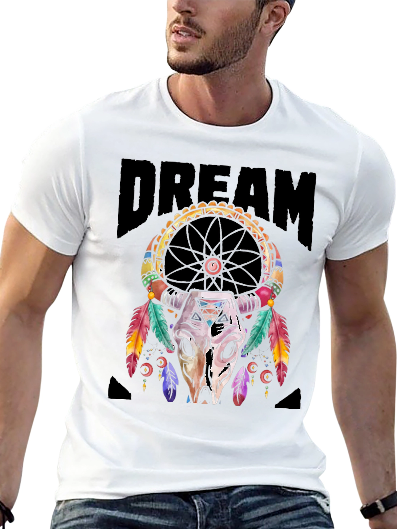 Camiseta Negra Estampado Dreamcatcher